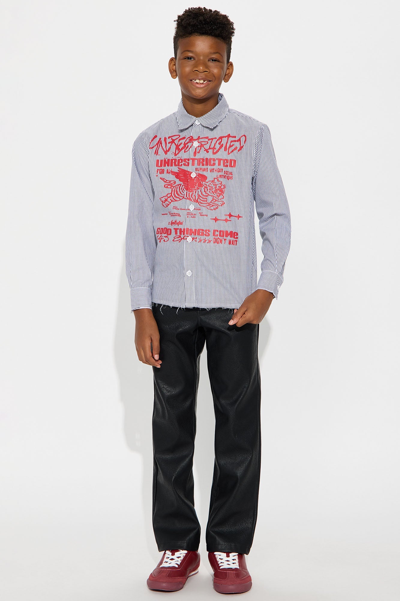 Mini Relaxed Unrestricted Frayed Long Sleeve Button Up Shirt - Grey/combo