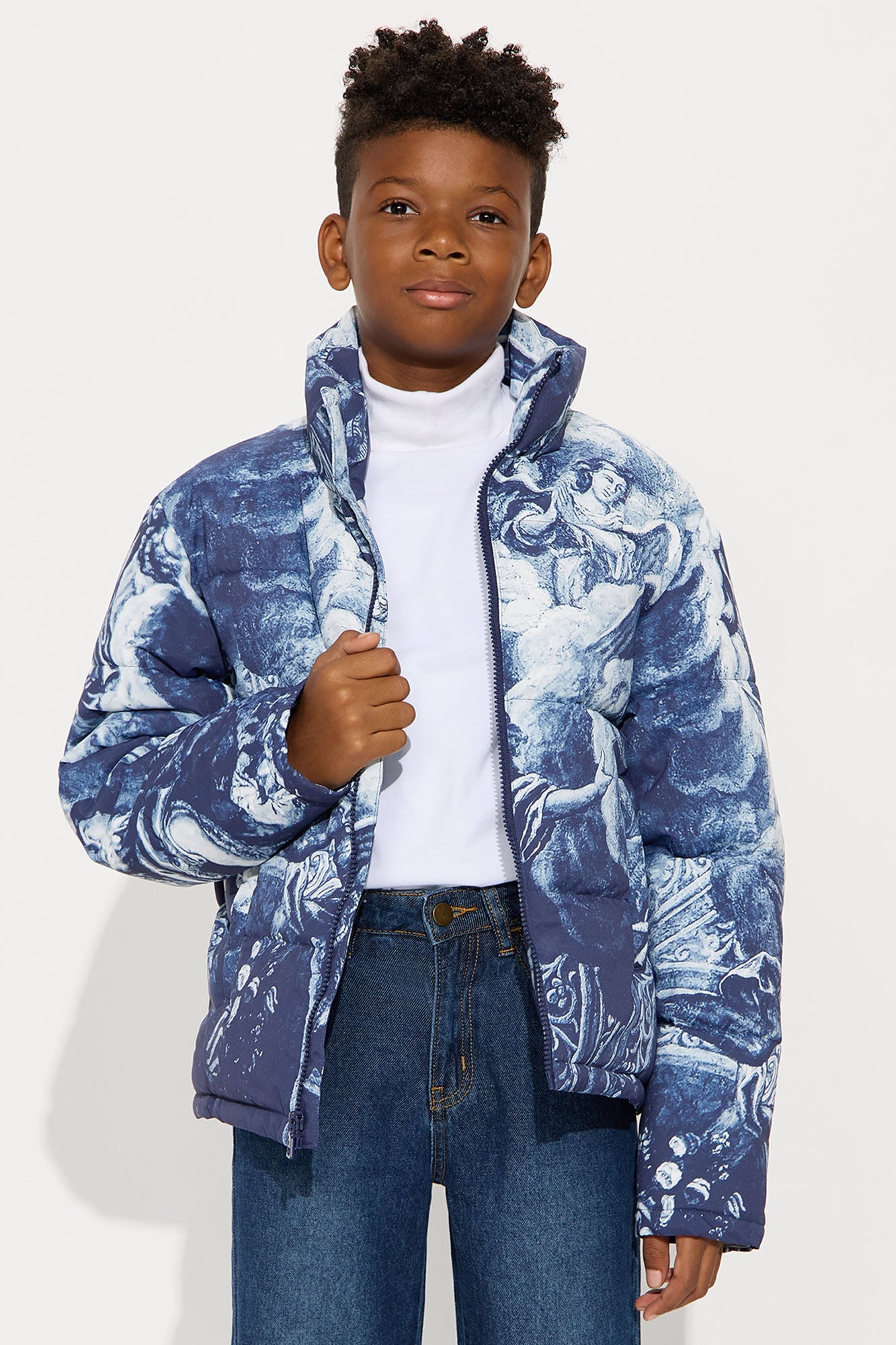 Mini Michelangelo Quilted Puffer - Blue/combo
