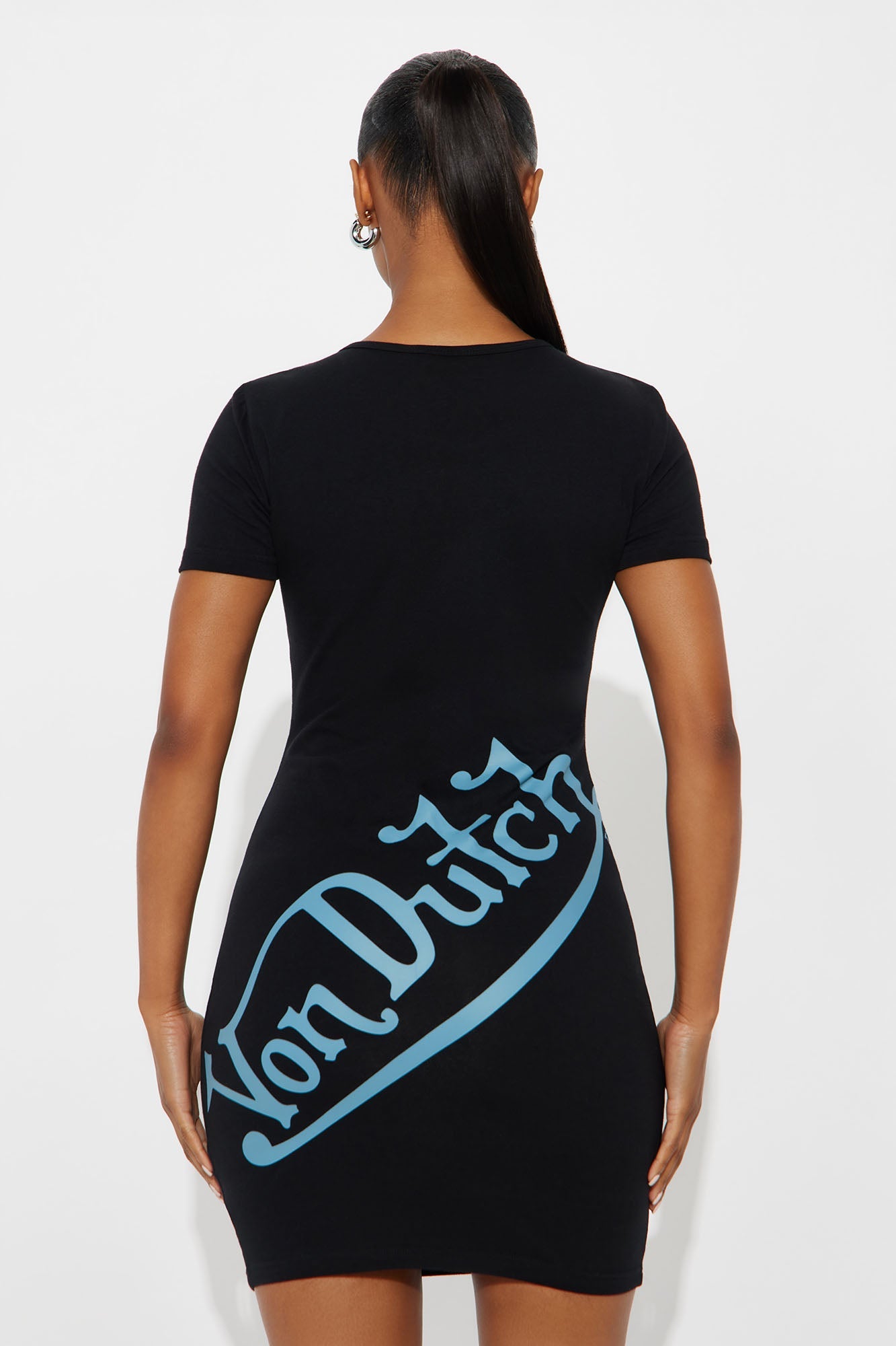 Von Dutch Skull Long Sleeve Mini Dress - Black/Blue