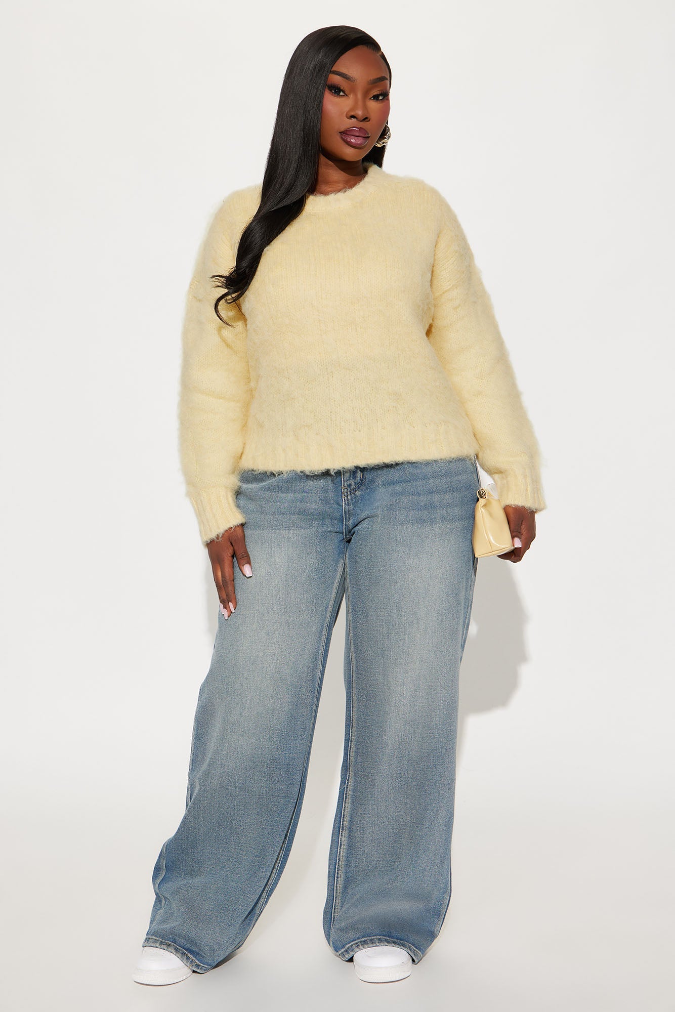 Stepping Out Fuzzy Sweater - Butter Yellow