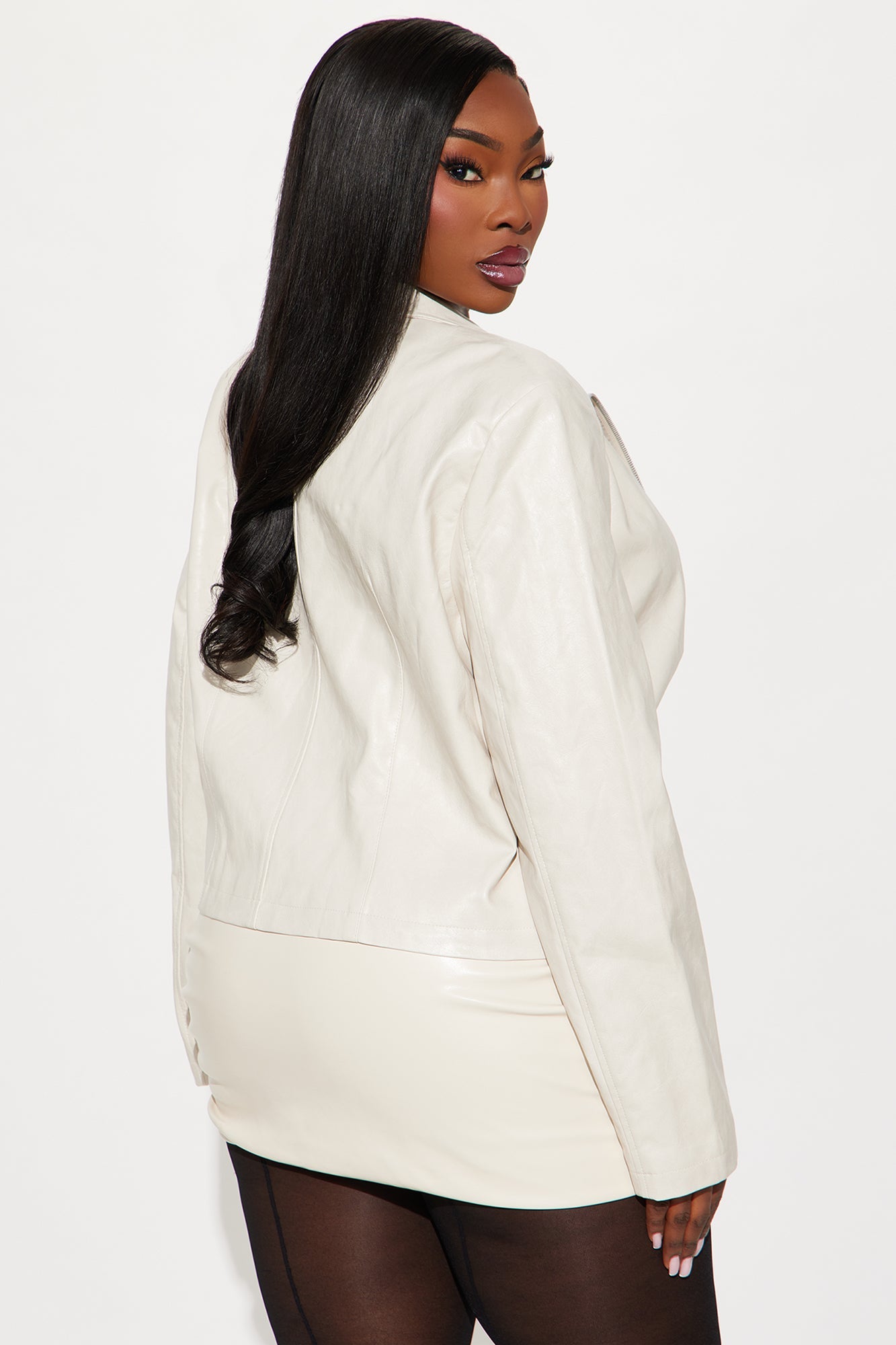 Untamed Energy Washed Faux Leather Moto Jacket - Stone