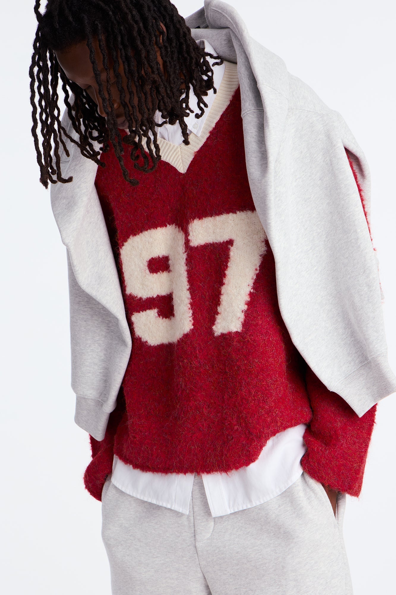 Boxy Winning Team Fuzzy Knit - Red