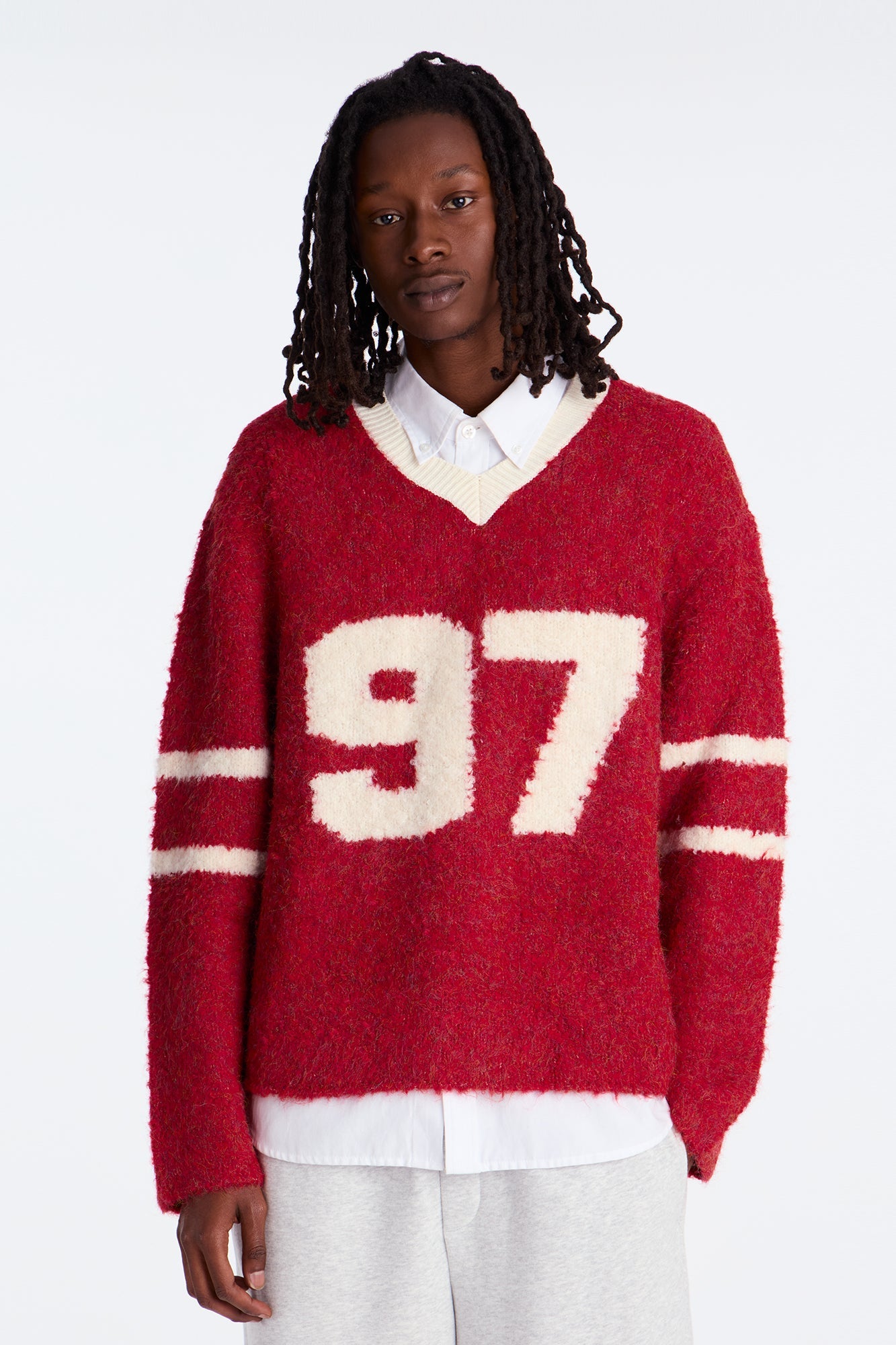 Boxy Winning Team Fuzzy Knit - Red