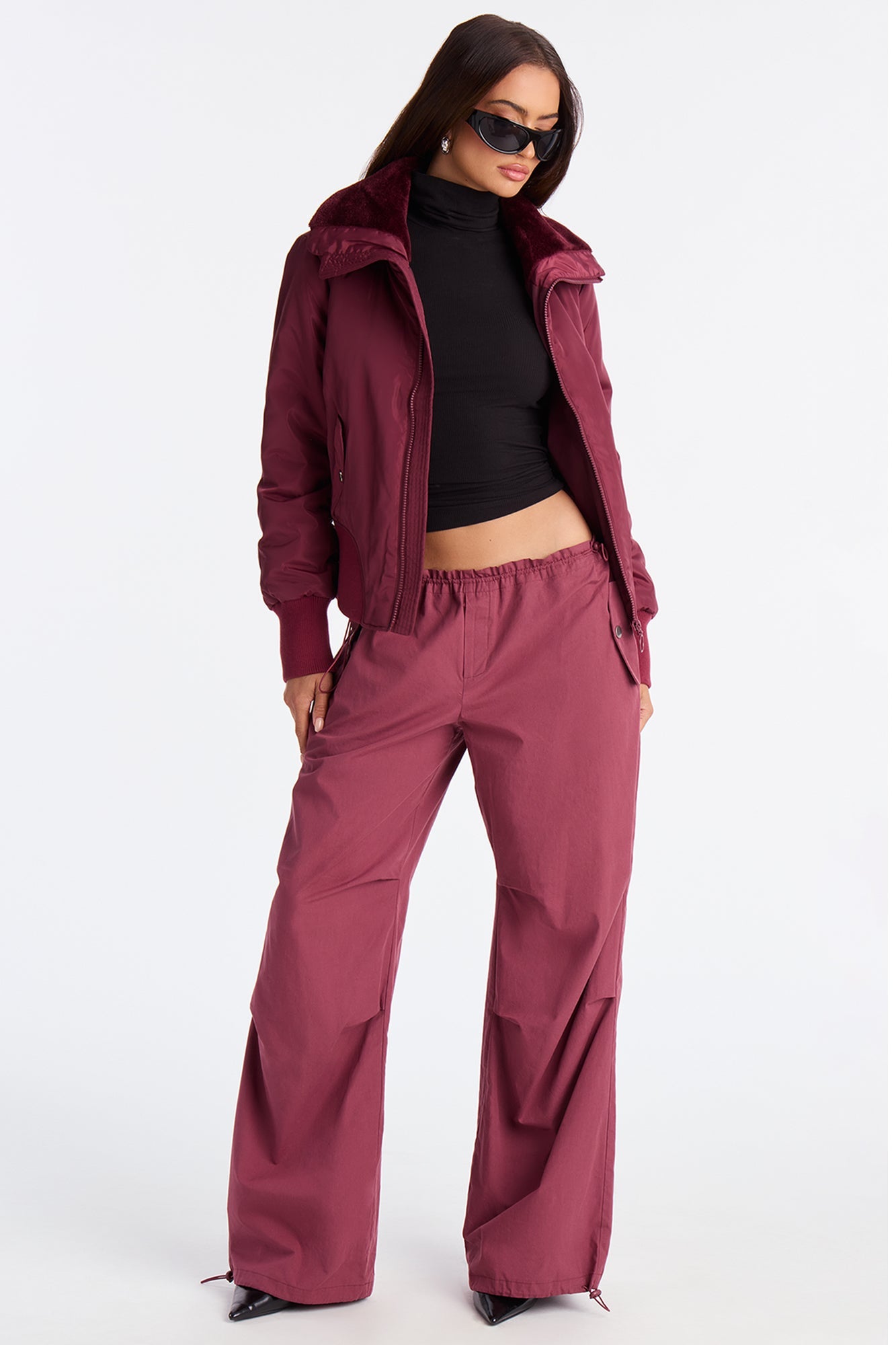 Nights In Denver Bomber Jacket - Burgundy