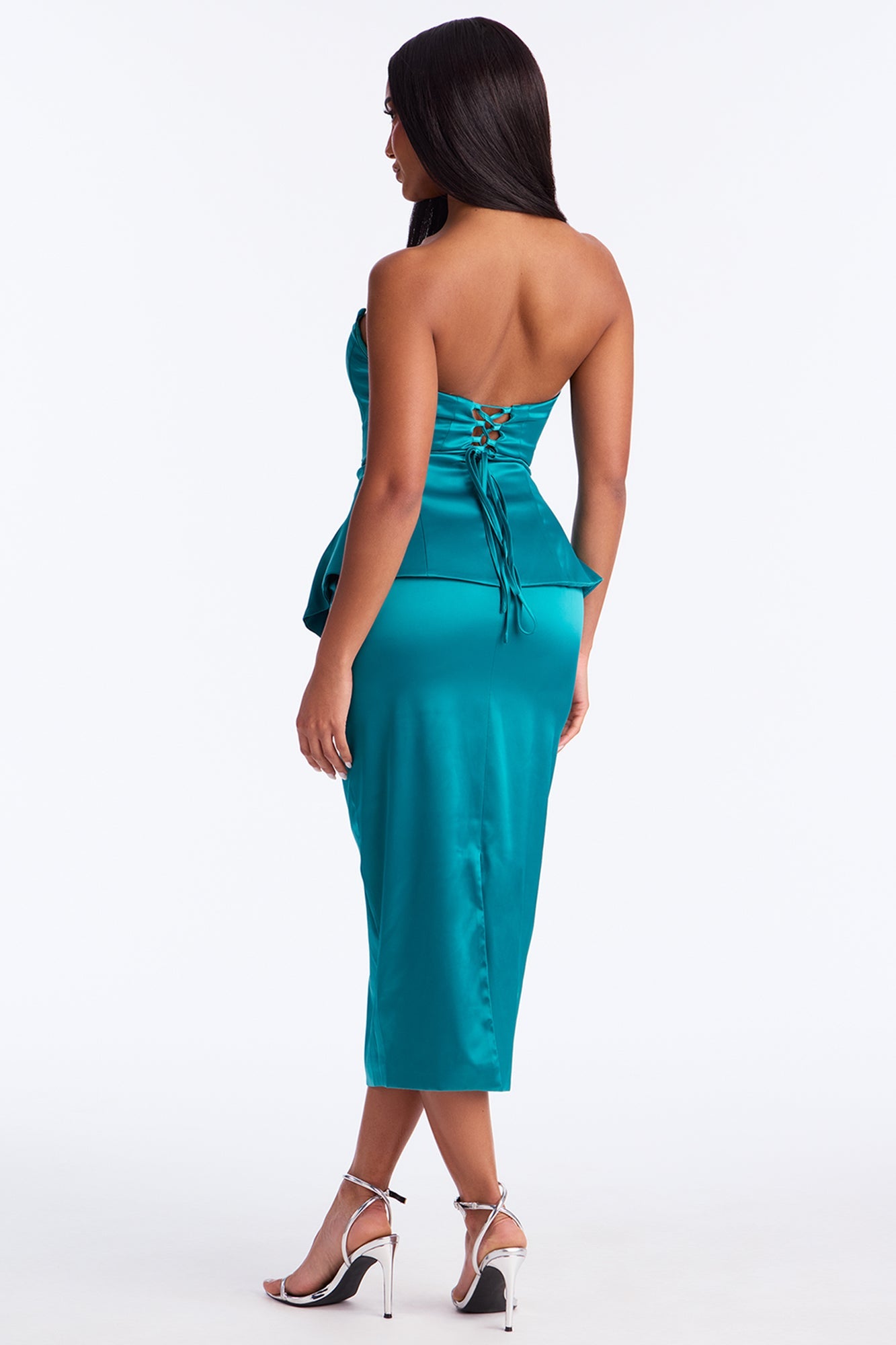 Darling Mine Satin Midi Dress - Emerald