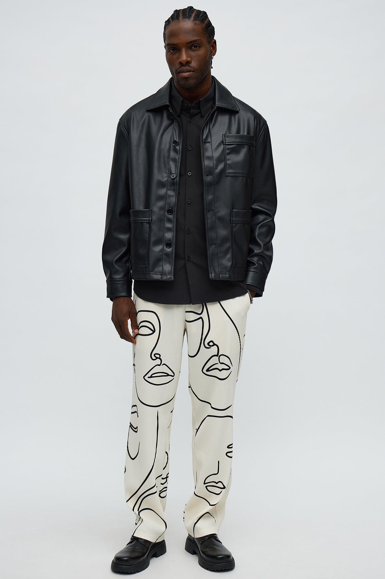 Straight Show Up Printed Face Pant - Cream
