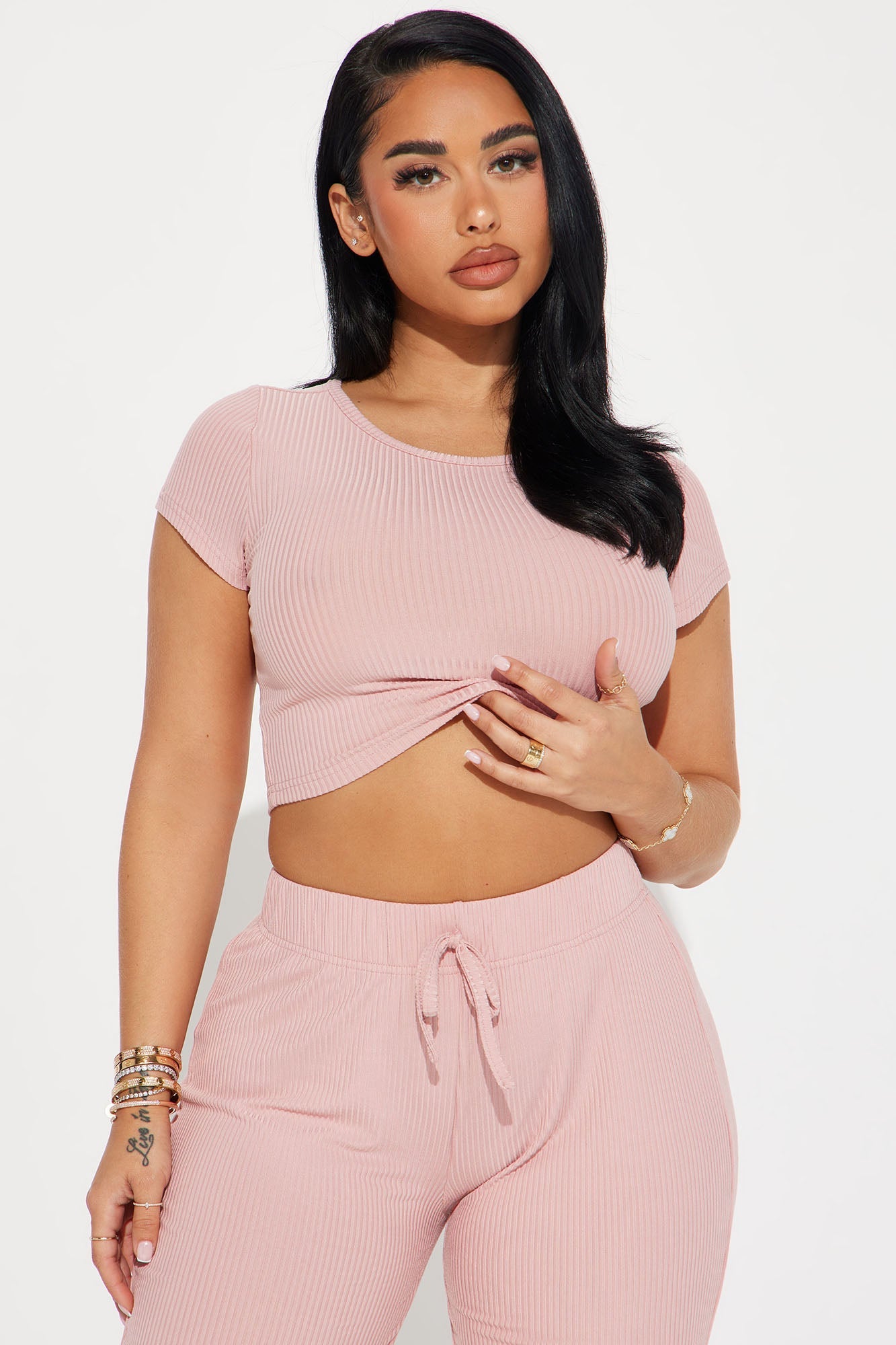 We Go Together Ribbed PJ Jogger Set - Blush