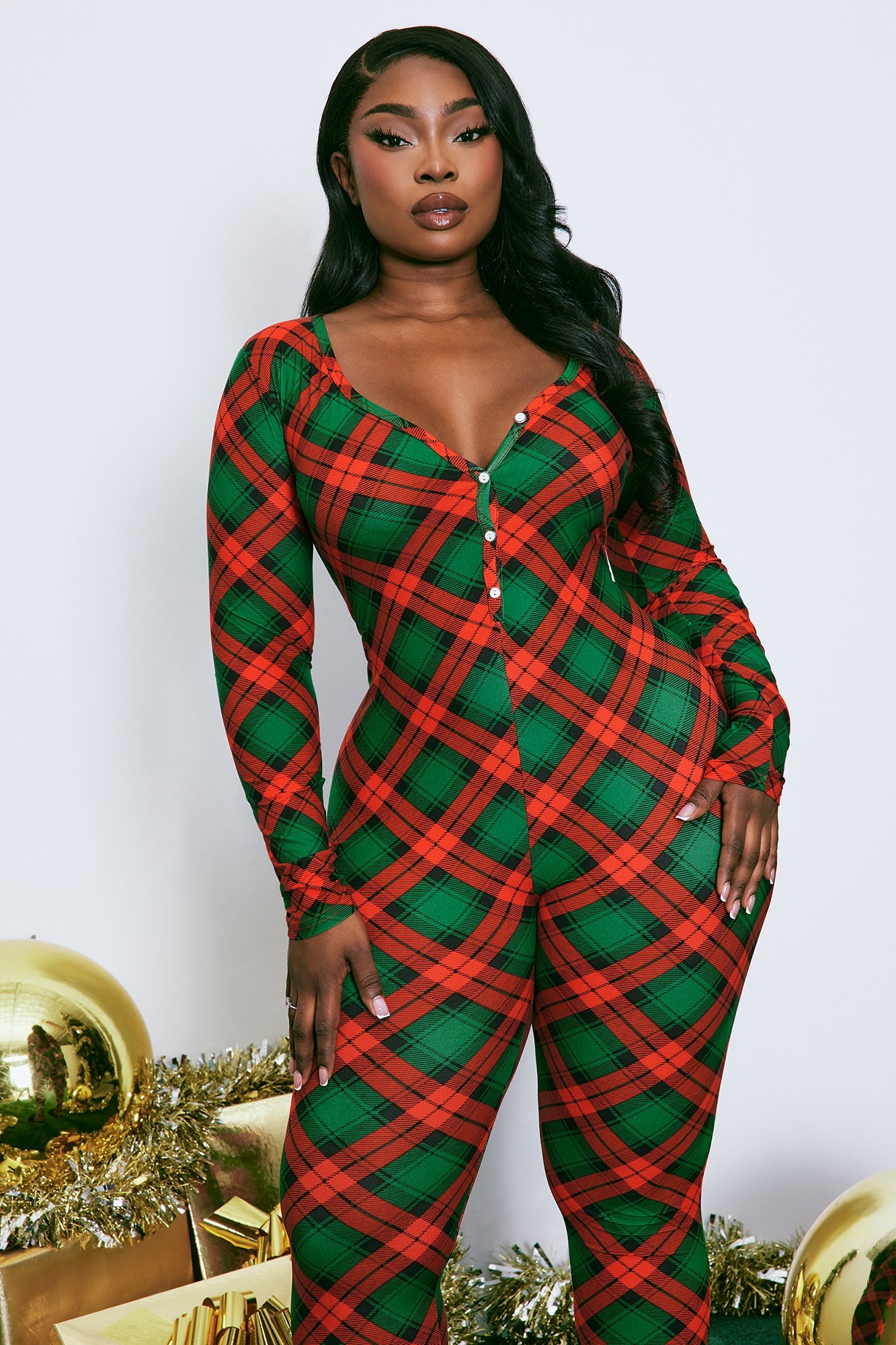 Ho Ho Holidays PJ Jumpsuit Onesie - Red/combo