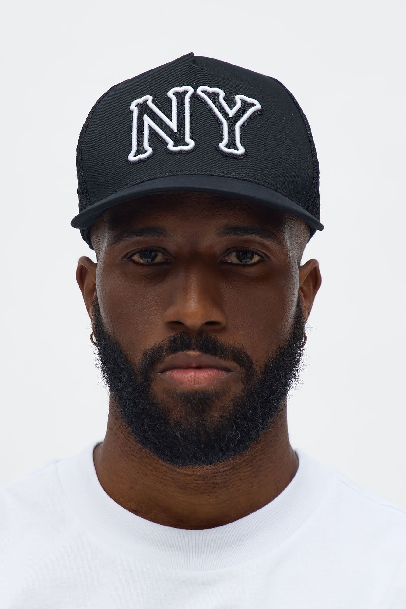 New York Lace Structured Snapback Hat - Black
