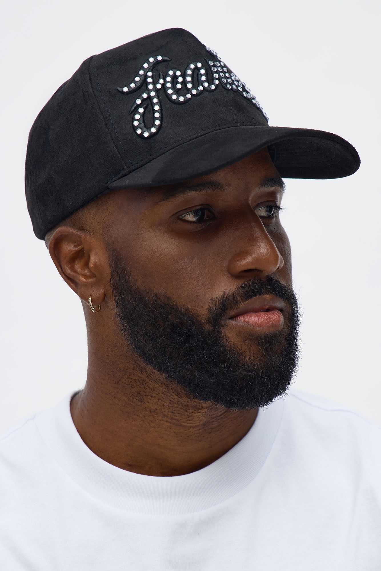 Fearless Stoned Faux Suede Structured Snapback Hat - Black