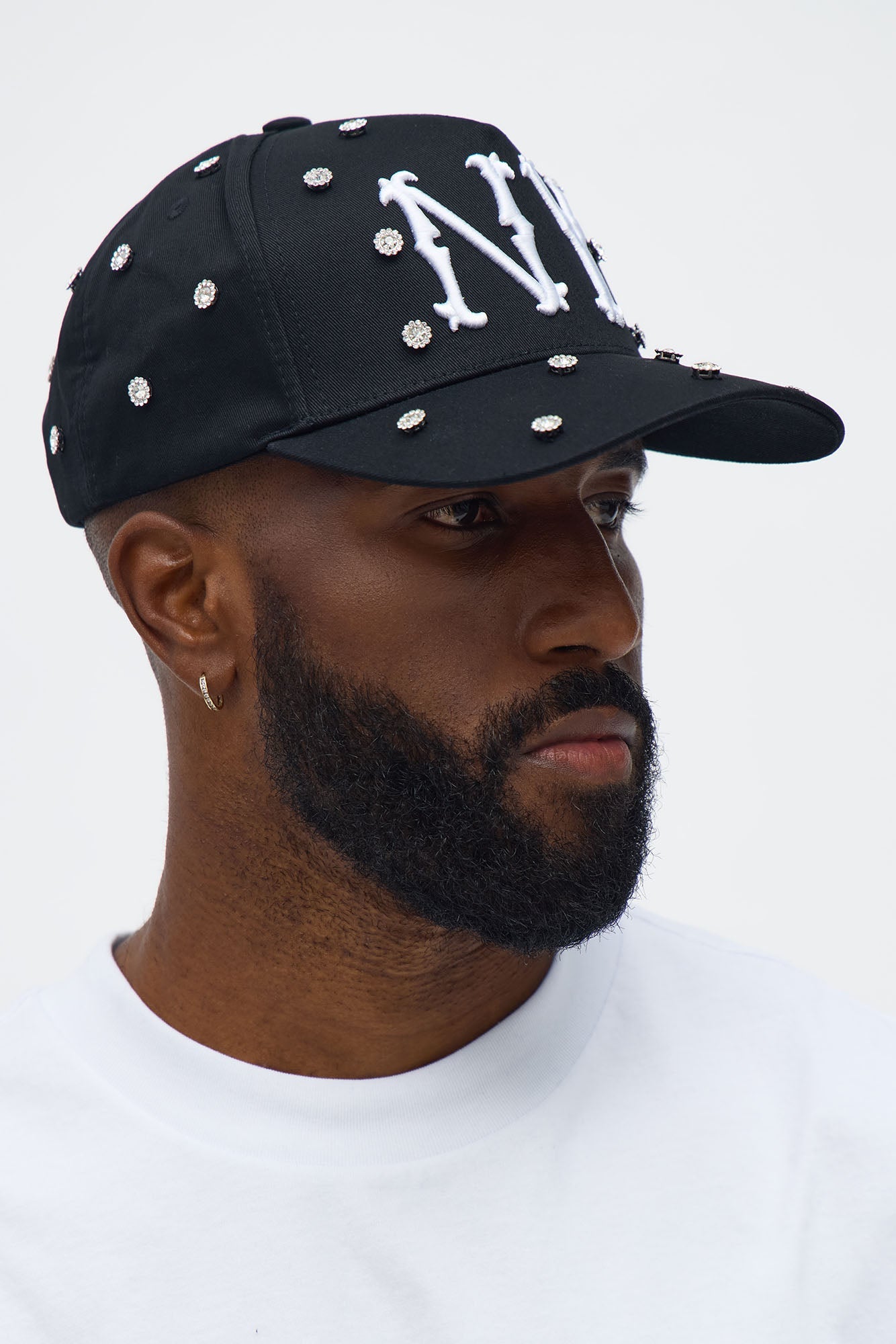 New York Embellished Structured Snapback Hat - Black