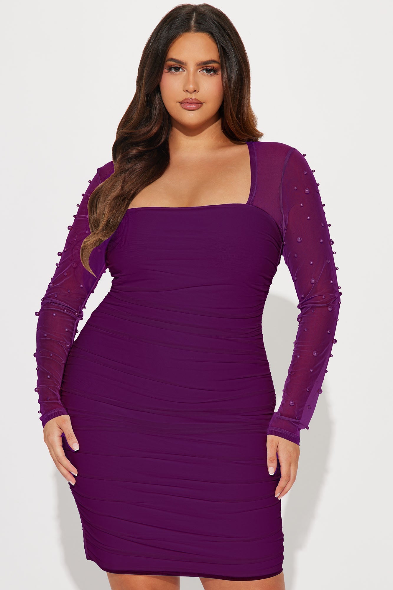 Maia Mesh Mini Dress - Plum