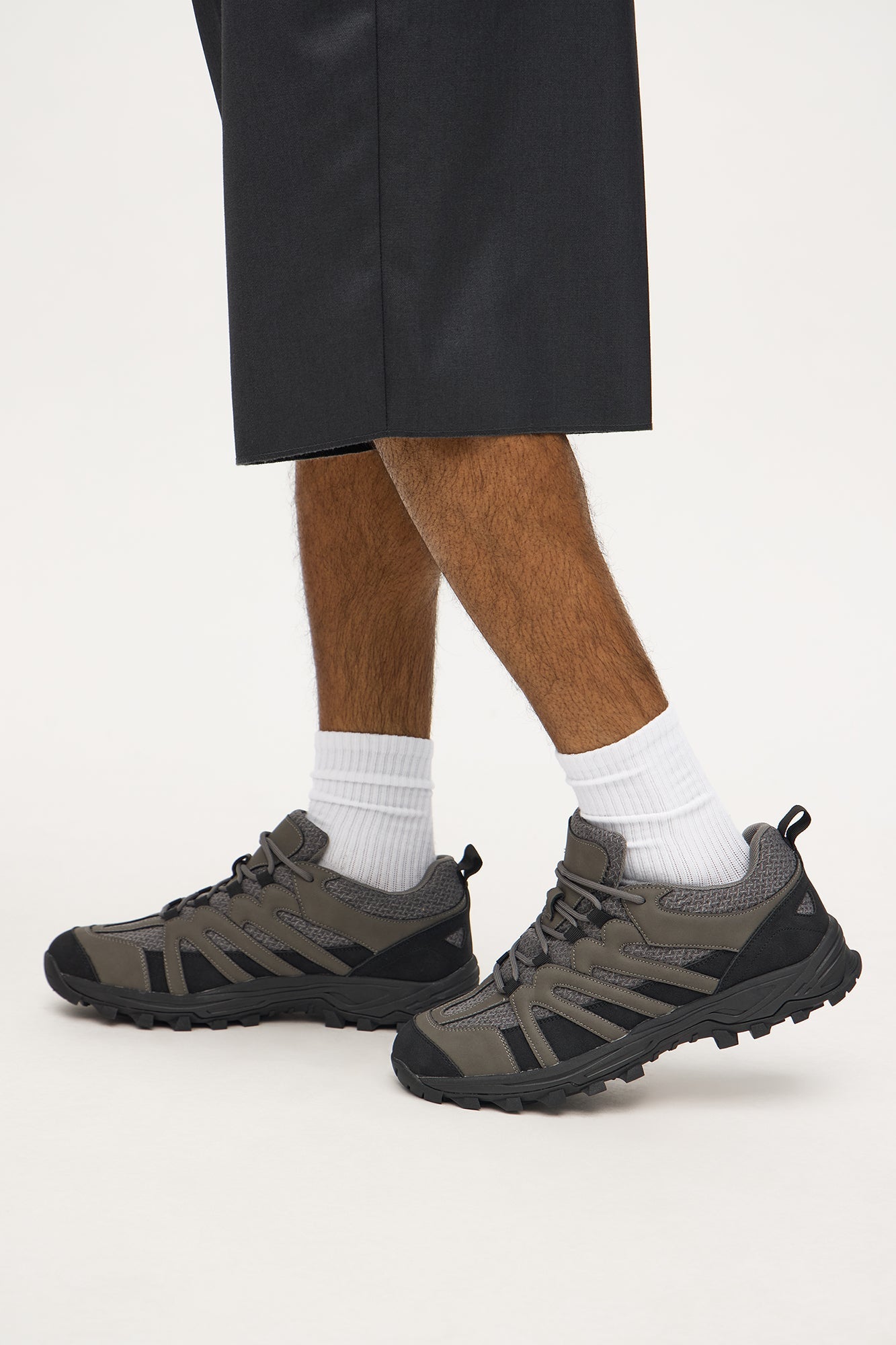 Low Top Lace Up Trainer Sneakers - Charcoal