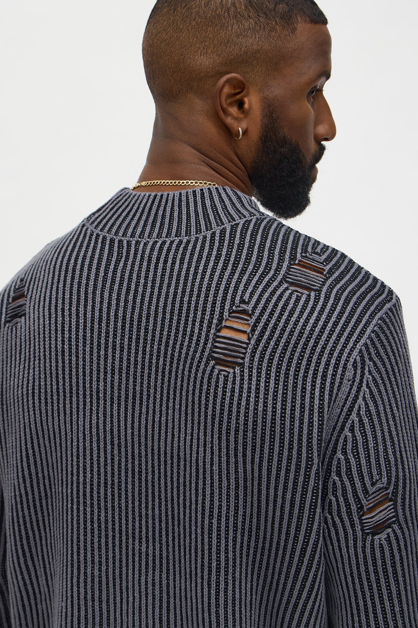 Cedarwood Distressed Mockneck Sweater - Black/combo
