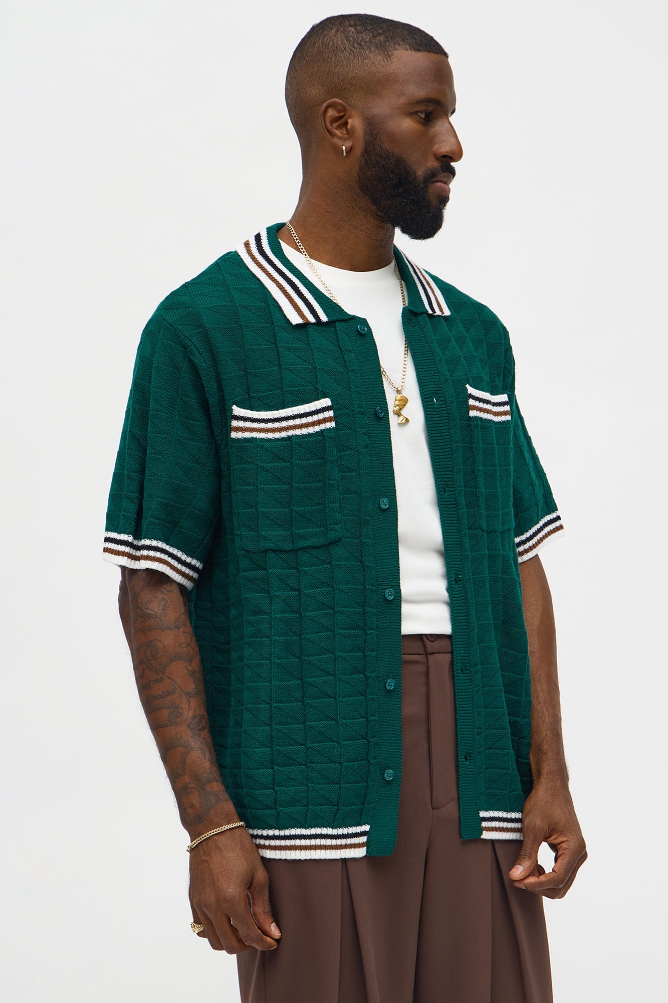 Preppy Life Short Sleeve Button Up - Green