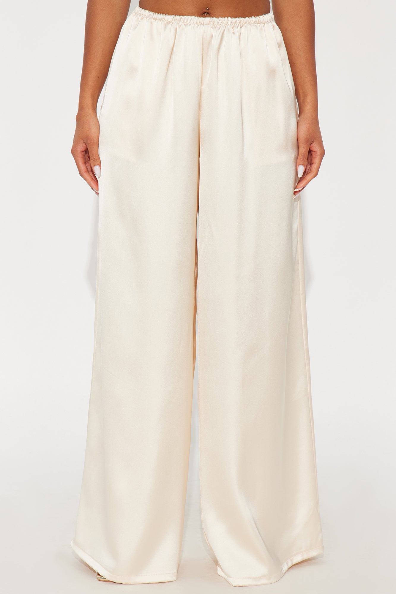 Shine On Satin Wide Leg Pant 32″ - Ivory