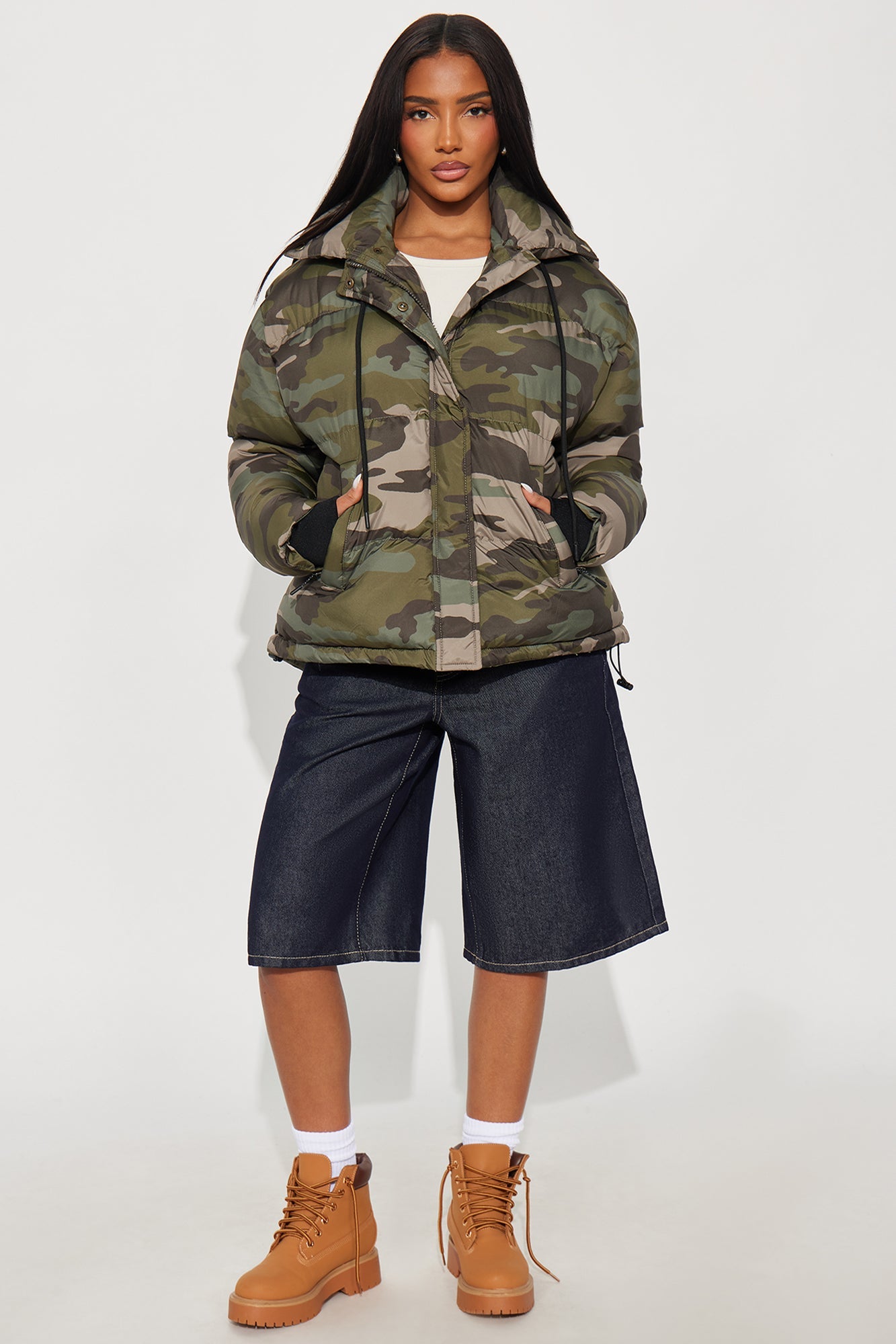 Ski Views Camouflage Puffer Jacket - Green/combo