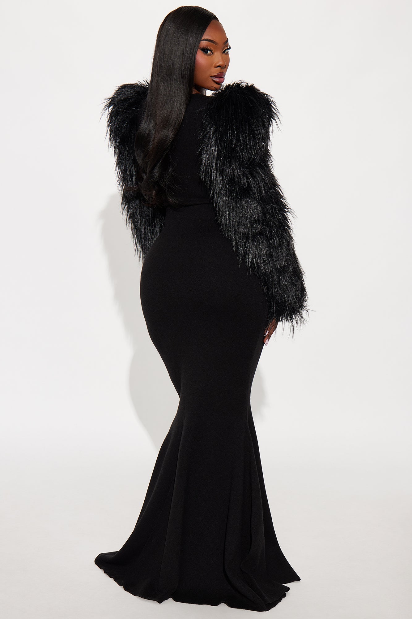 Diva Long Sleeve Maxi Gown - Black