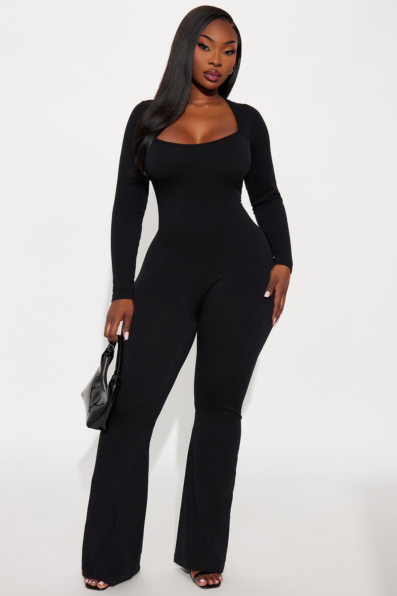 Come With Me Seamless Flare Jumpsuit - Black