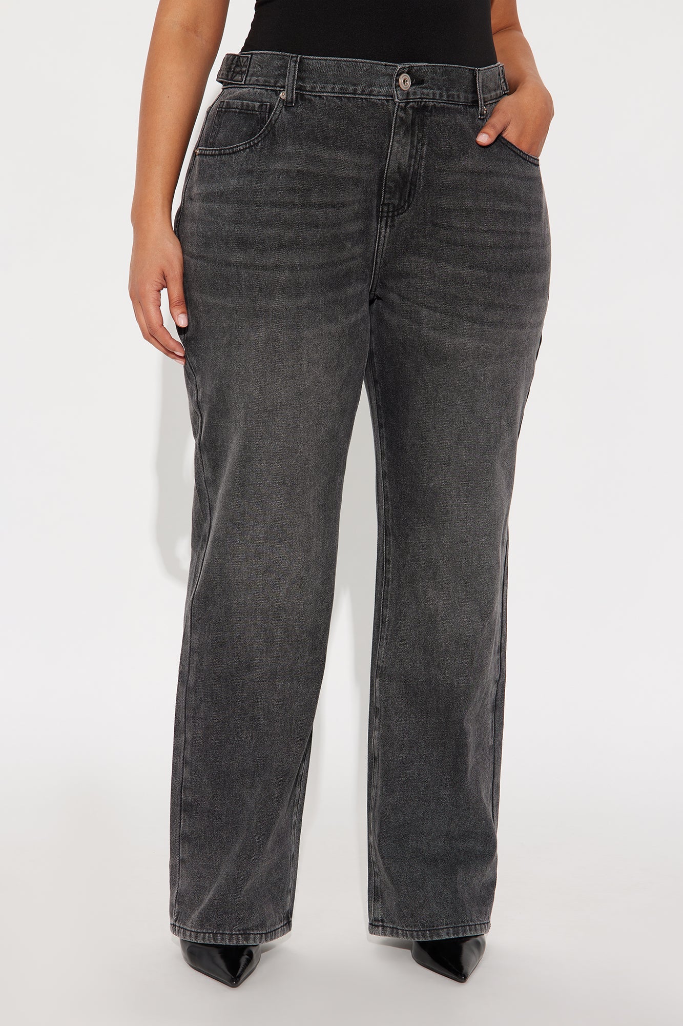 Dani Drop Waist Straight Leg Jeans - Black Wash
