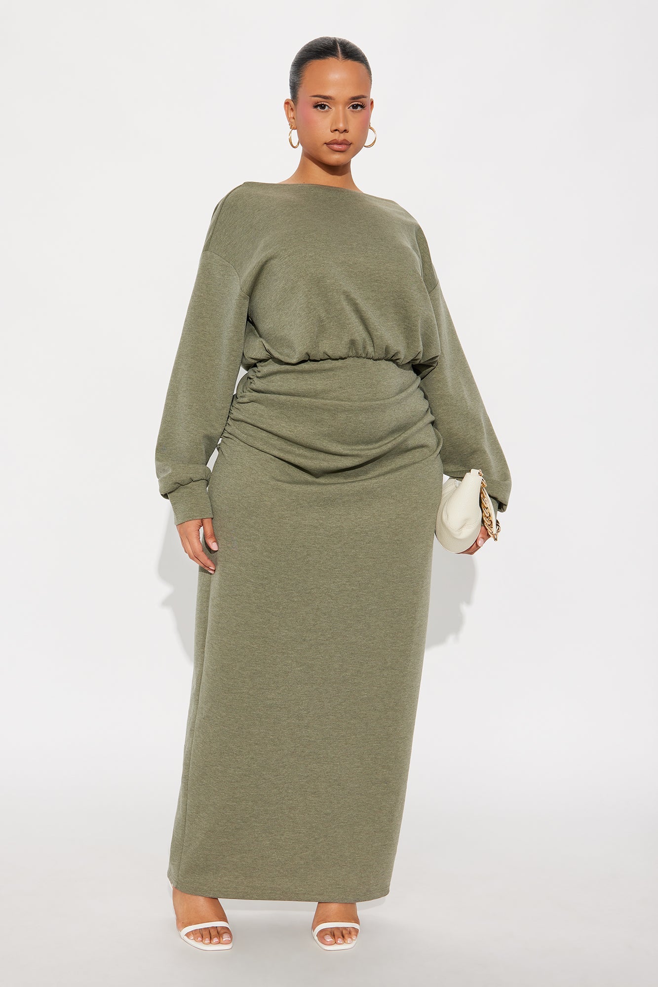 Casual Vibe Long Sleeve Maxi Dress - Olive
