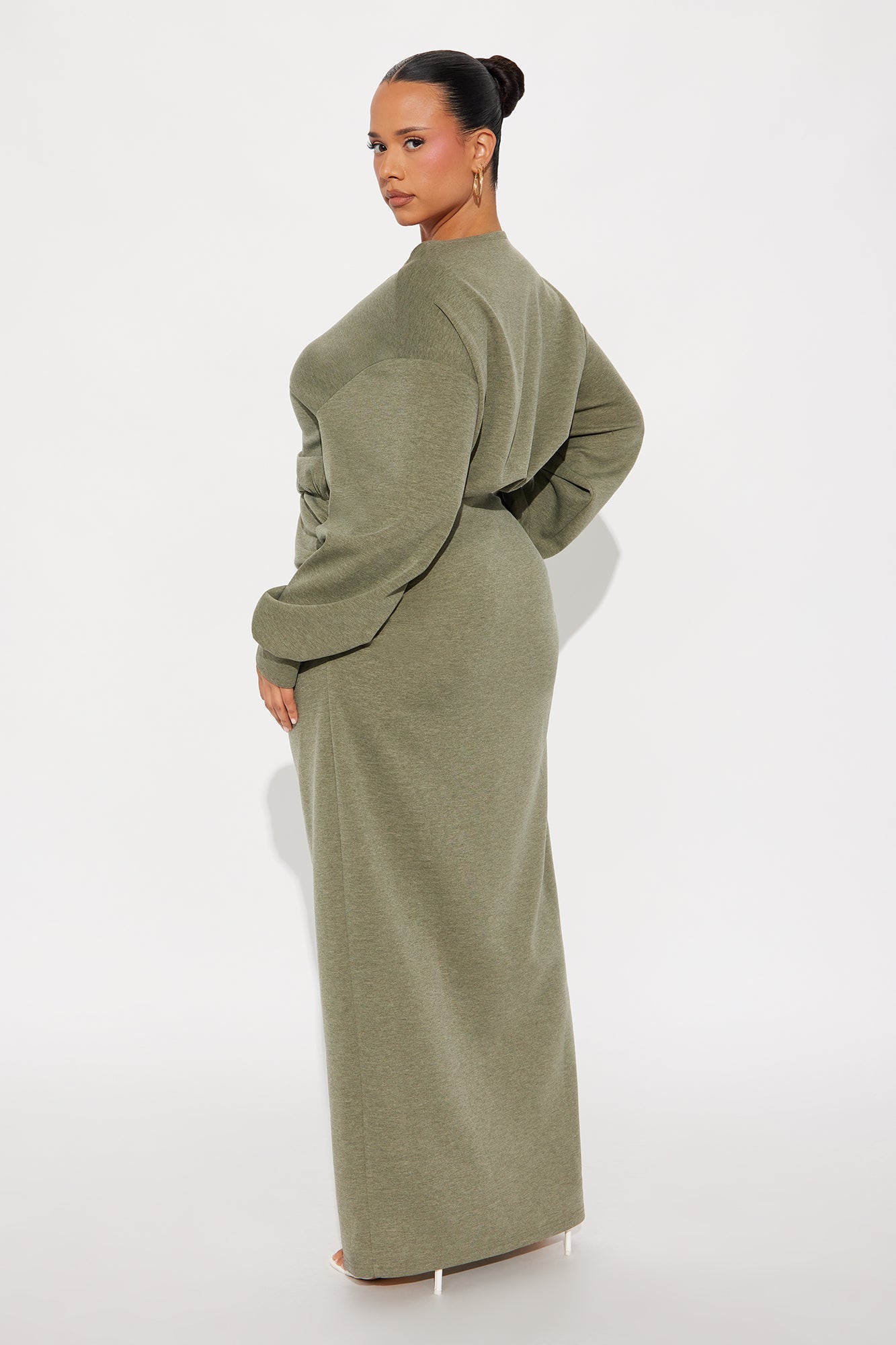 Casual Vibe Long Sleeve Maxi Dress - Olive