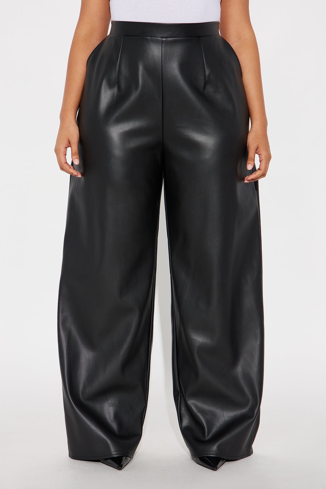 No Small Talk Faux Leather Straight Leg Pant 32″ - Black
