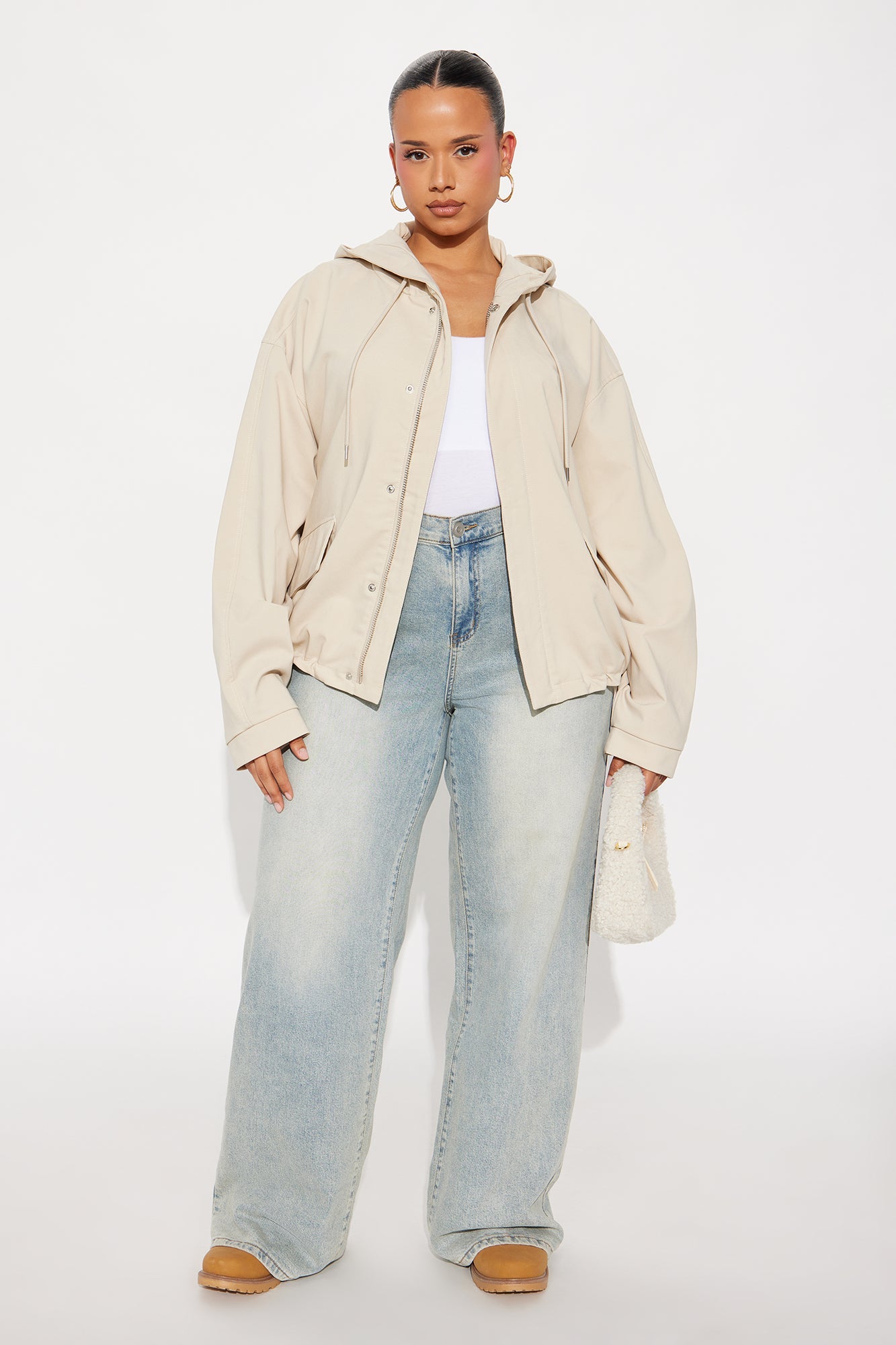 Aiden Nylon Blend Hooded Jacket - Sand
