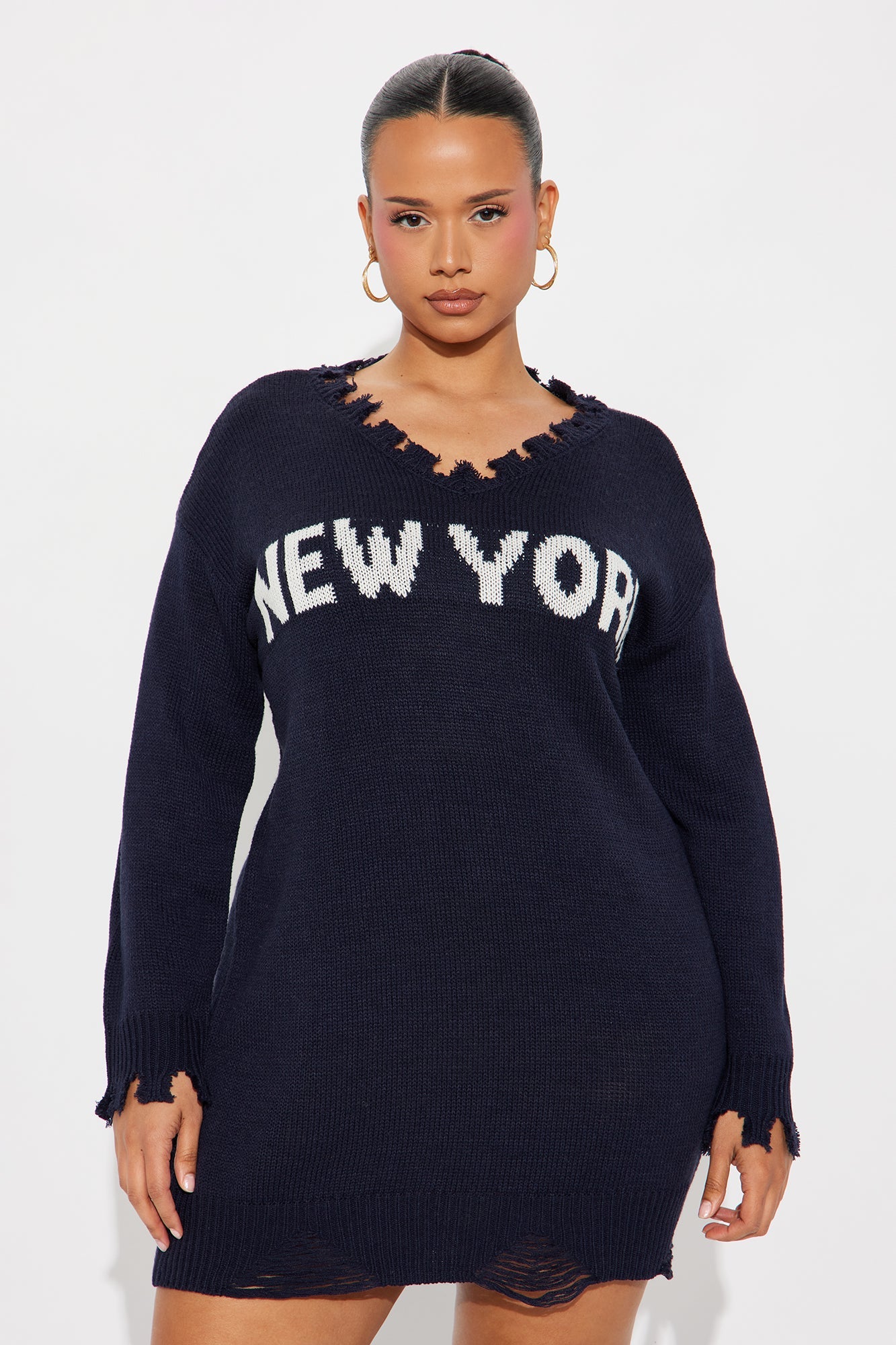Bronx Sweater Mini Dress - Navy