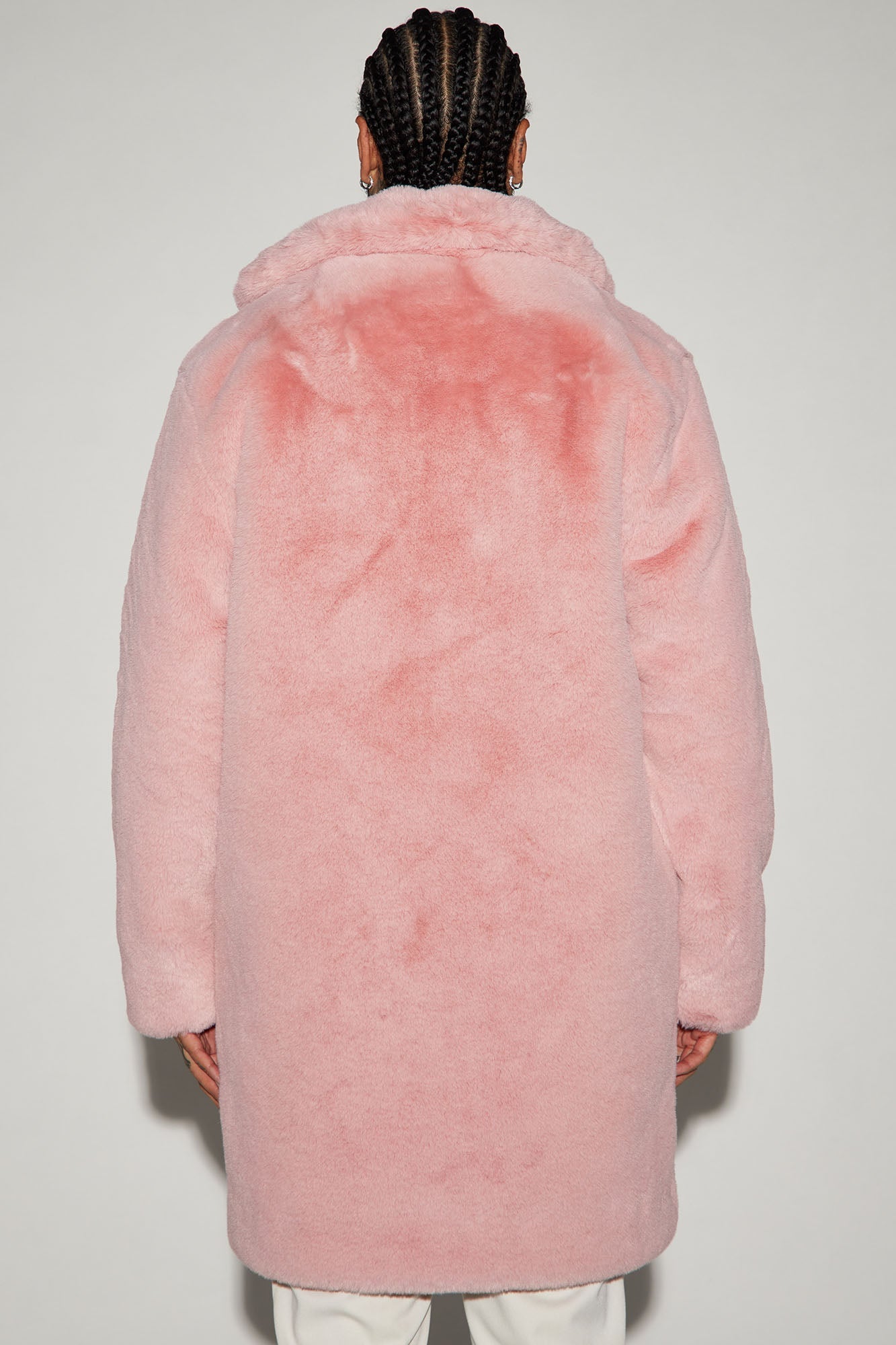 Caputo Faux Mink Fur Long Coat - Pink