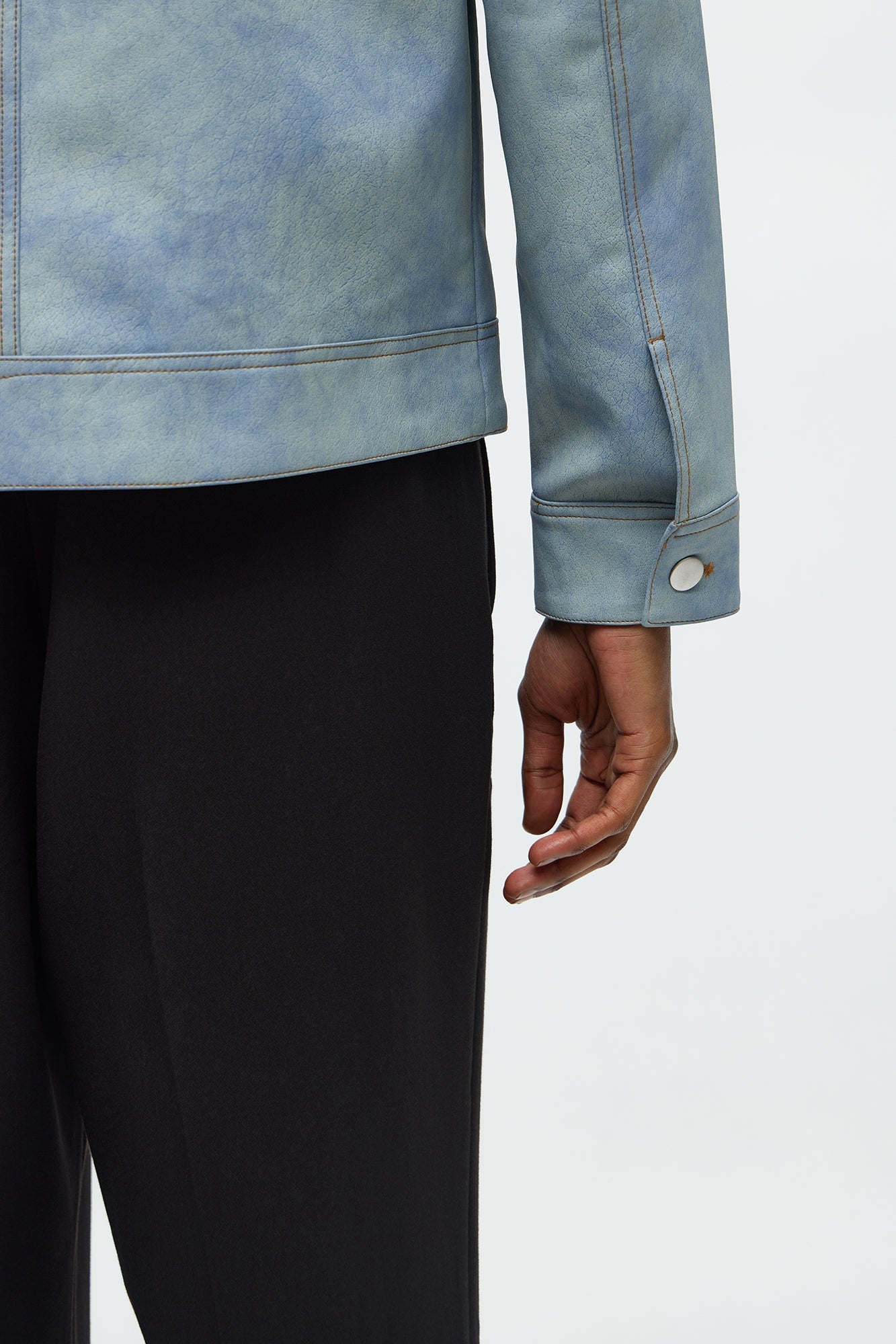 Ellis Faux Leather Jacket - Blue