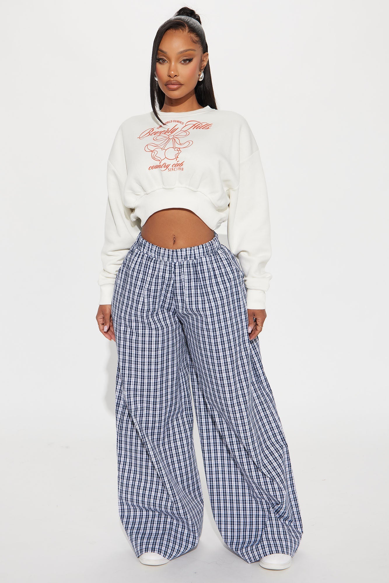 Eli Gingham Super Wide Boxer Pant - Navy/combo