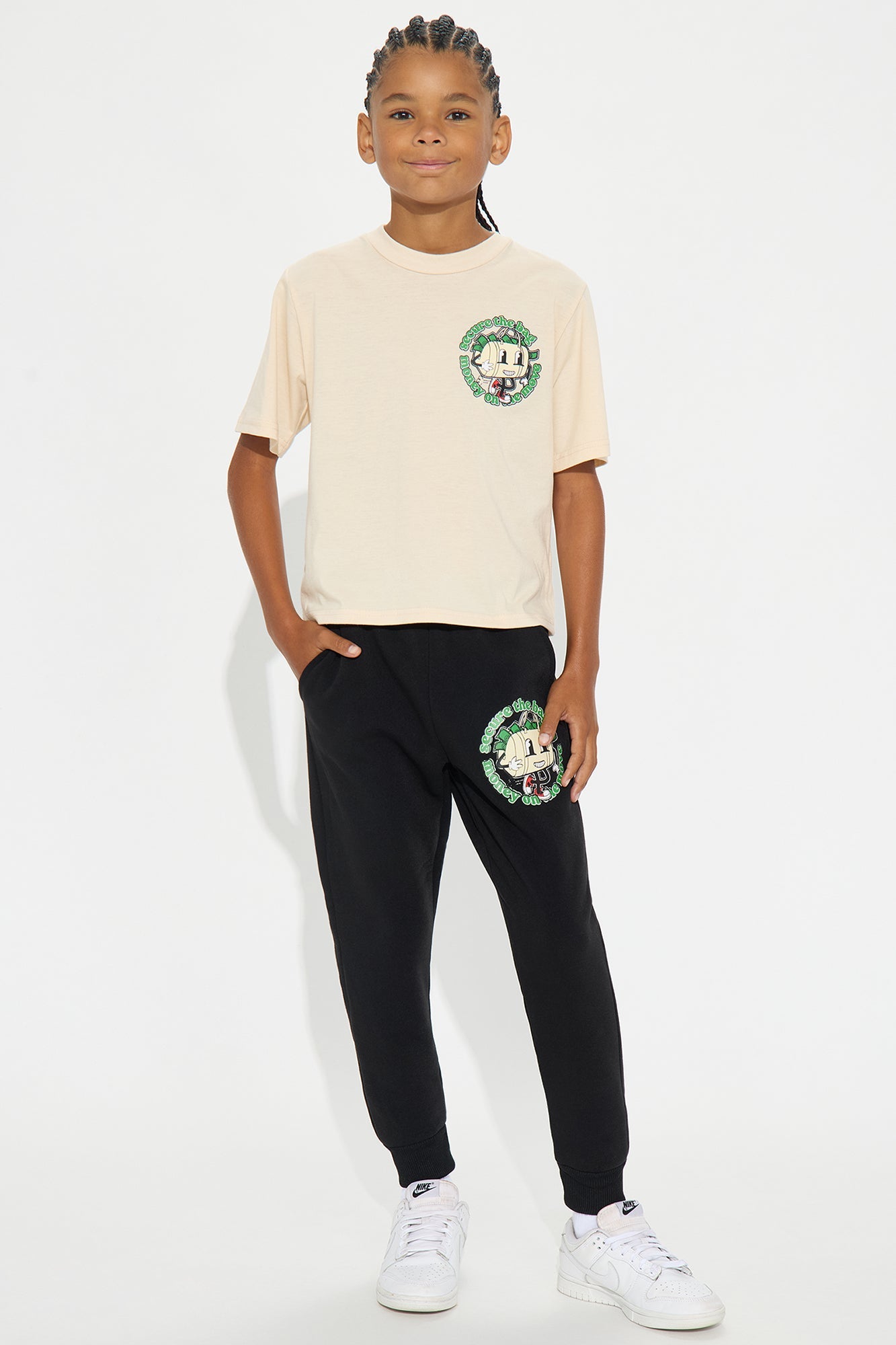 Mini Secure The Bag Front/Back T-Shirt And Pant Set - Sand/combo