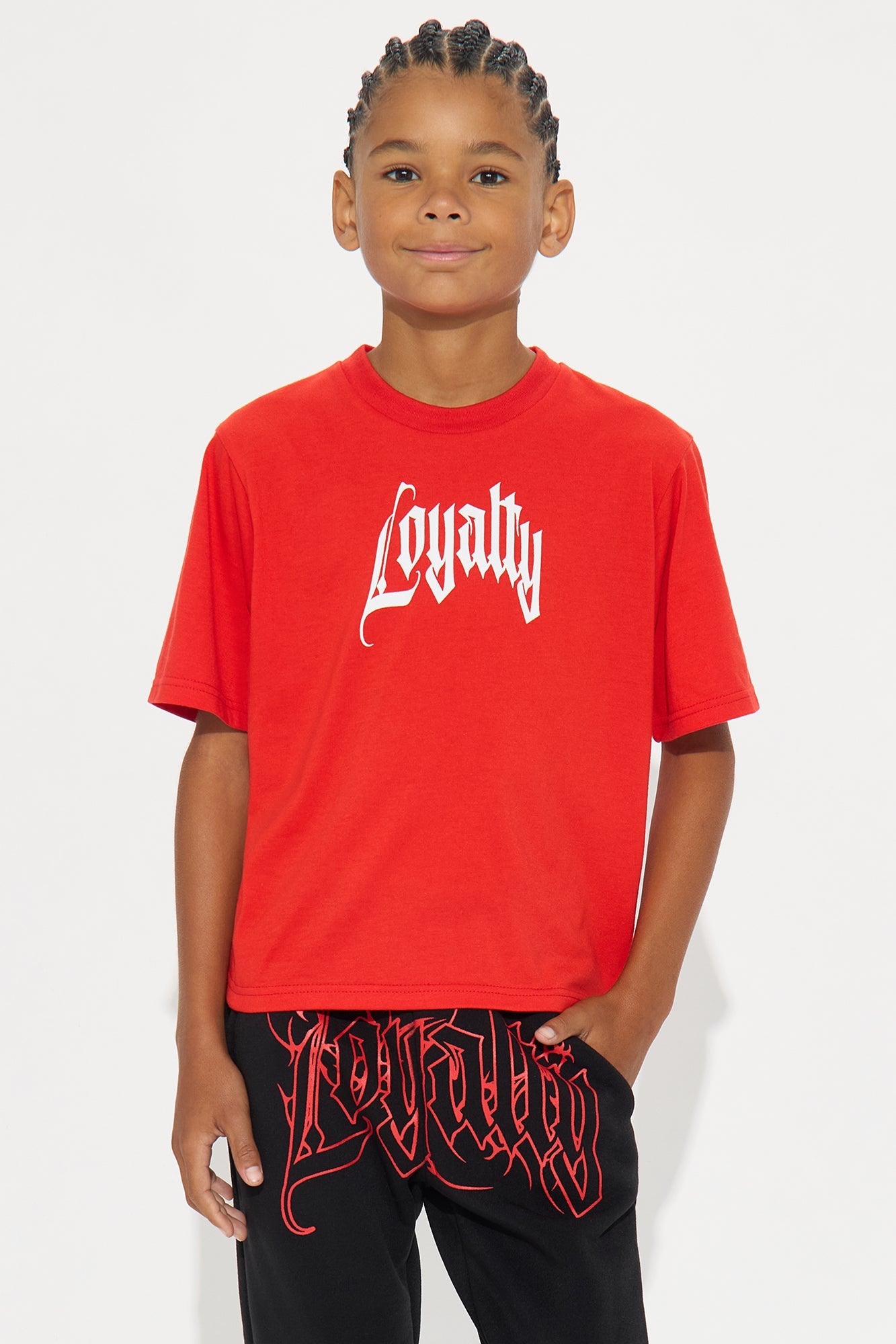 Mini Loyalty Front/Back T-Shirt And Pant Set - Red/combo
