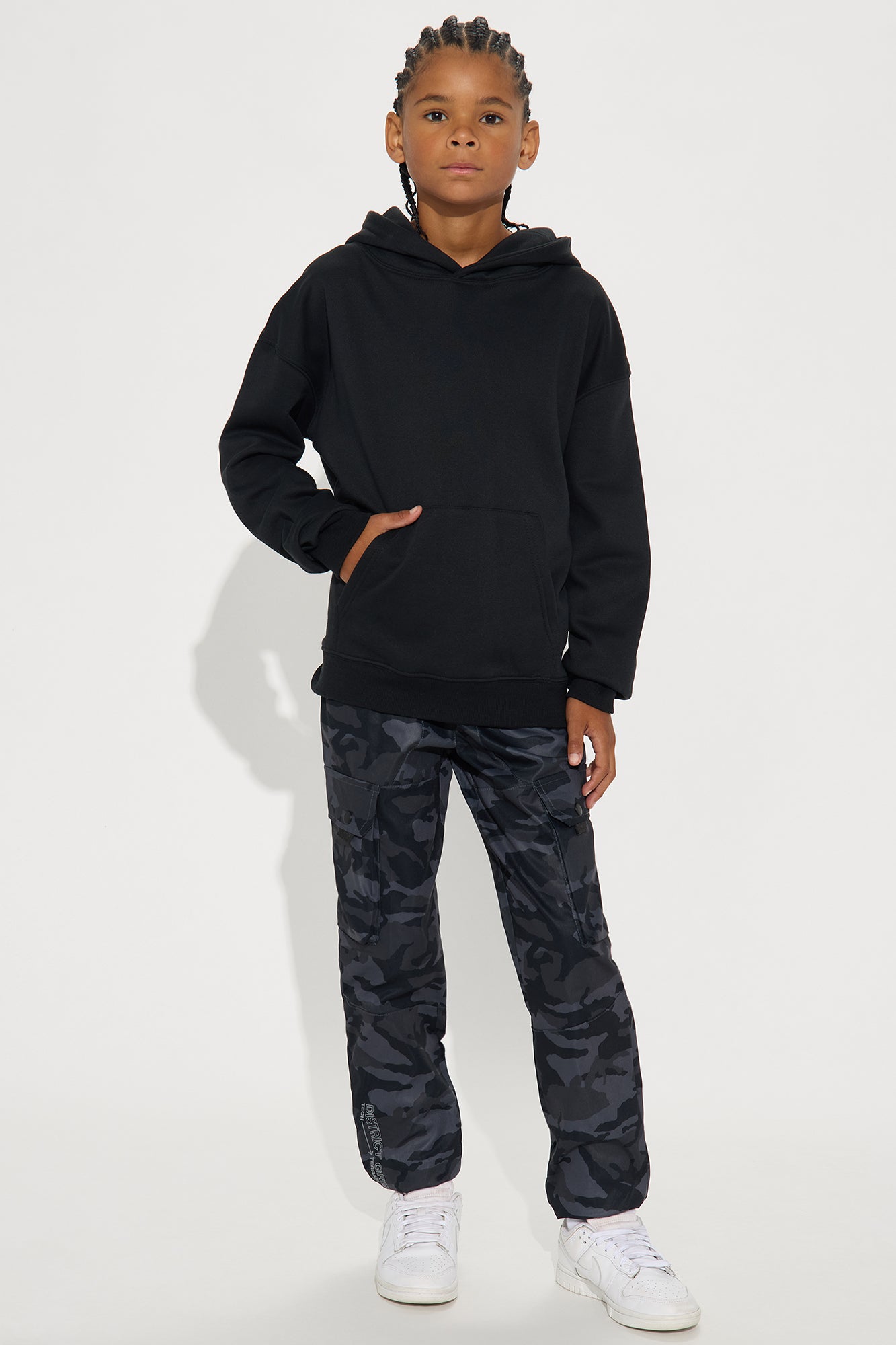 Mini District Grid Cargo Jogger Pants - Grey/combo