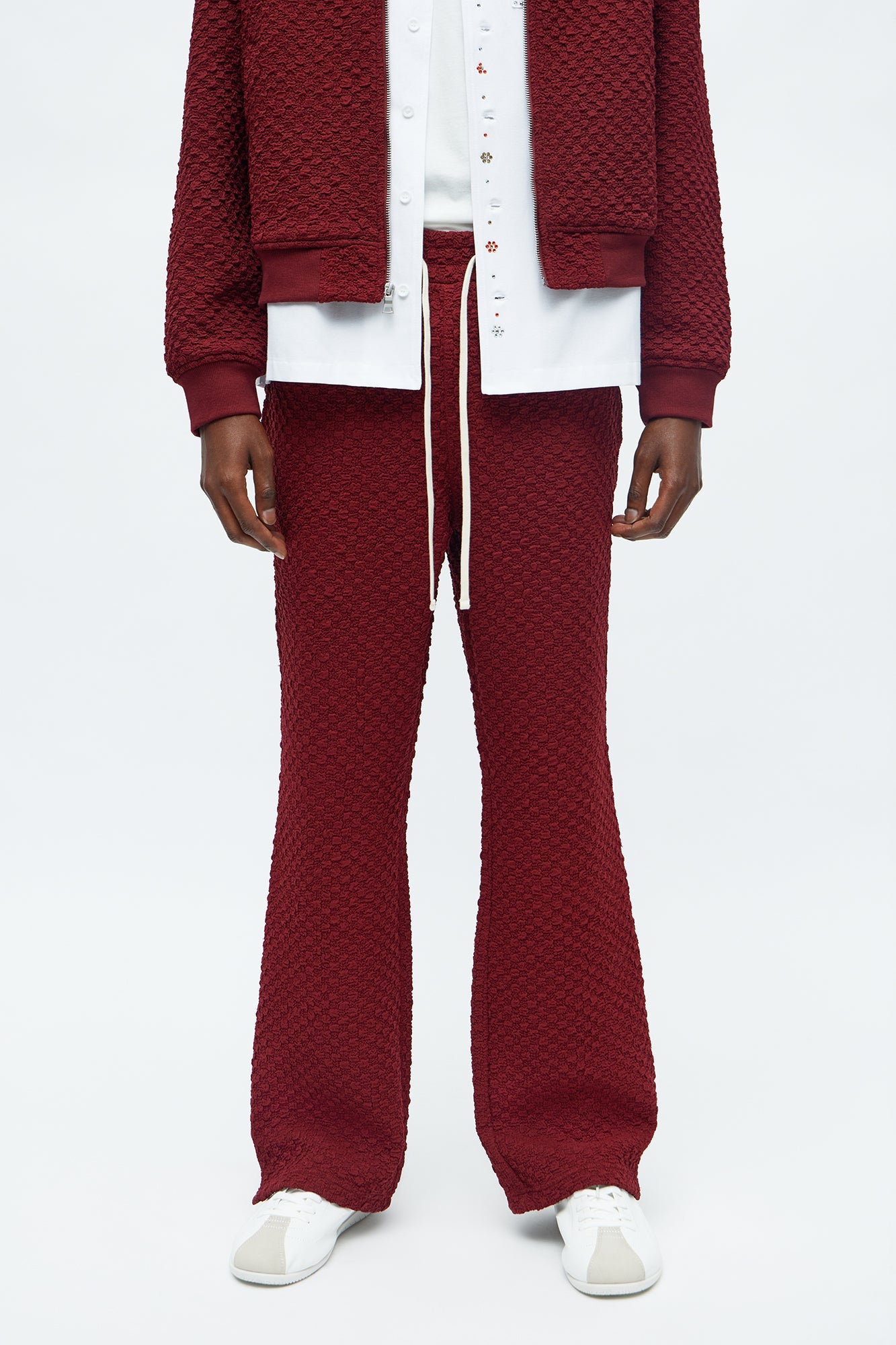 Slim Flare Soho Weave Slit Pant - Burgundy