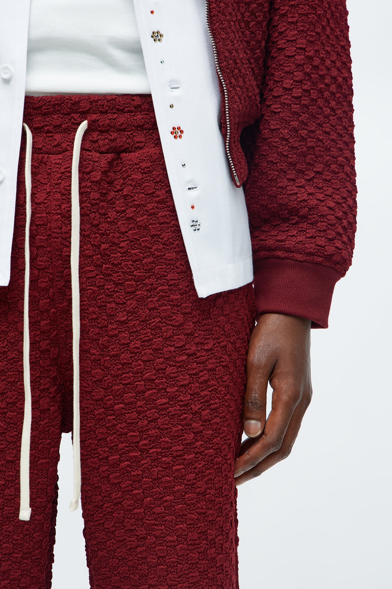 Slim Flare Soho Weave Slit Pant - Burgundy