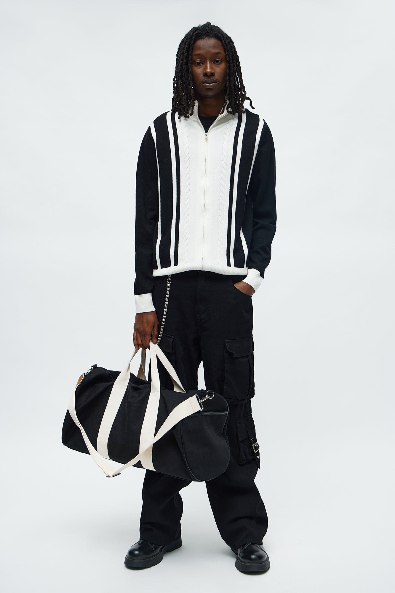 Ashford Zip Up Sweater - Black/combo