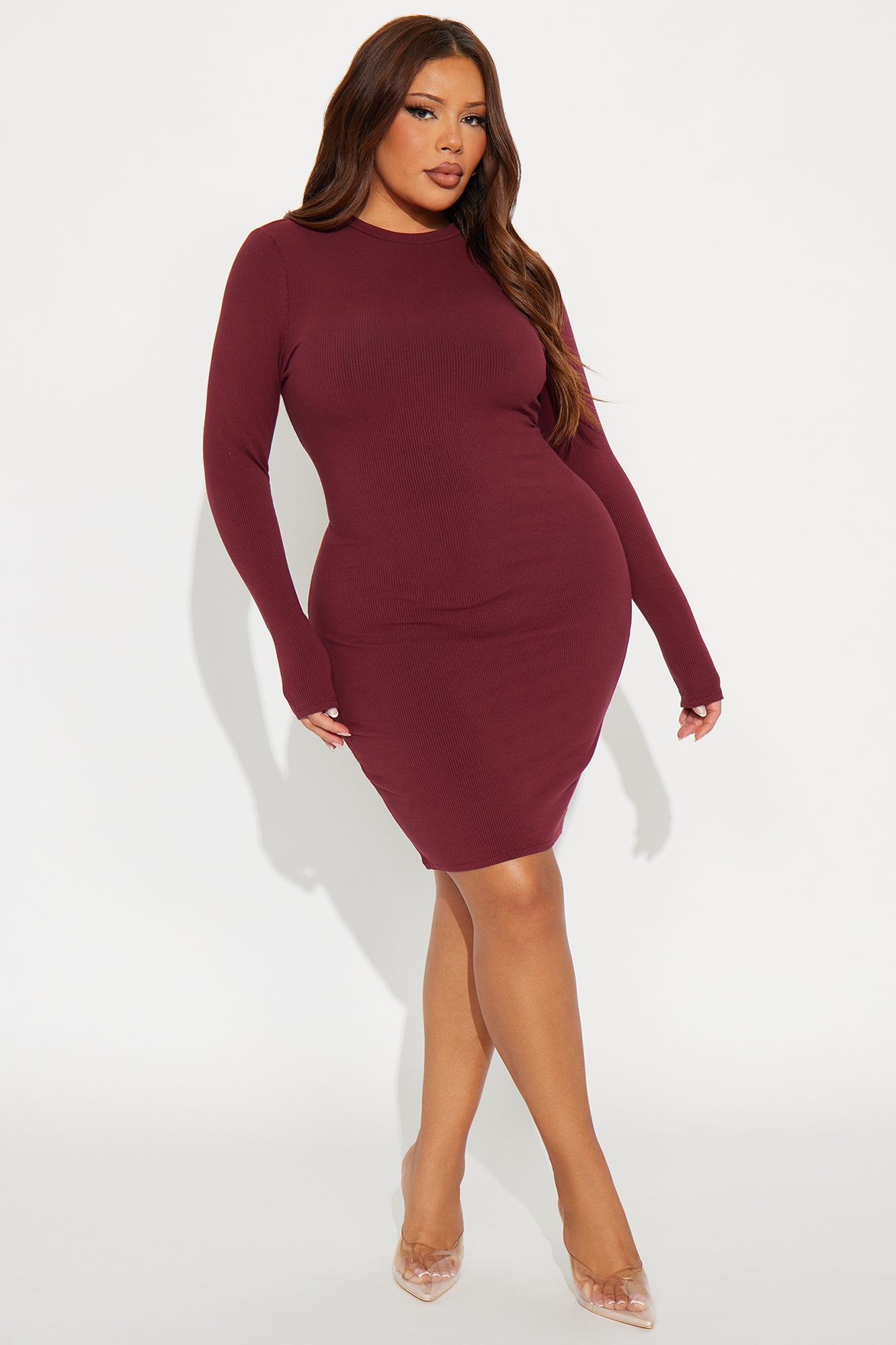 Bella Snatched Mini Dress - Wine