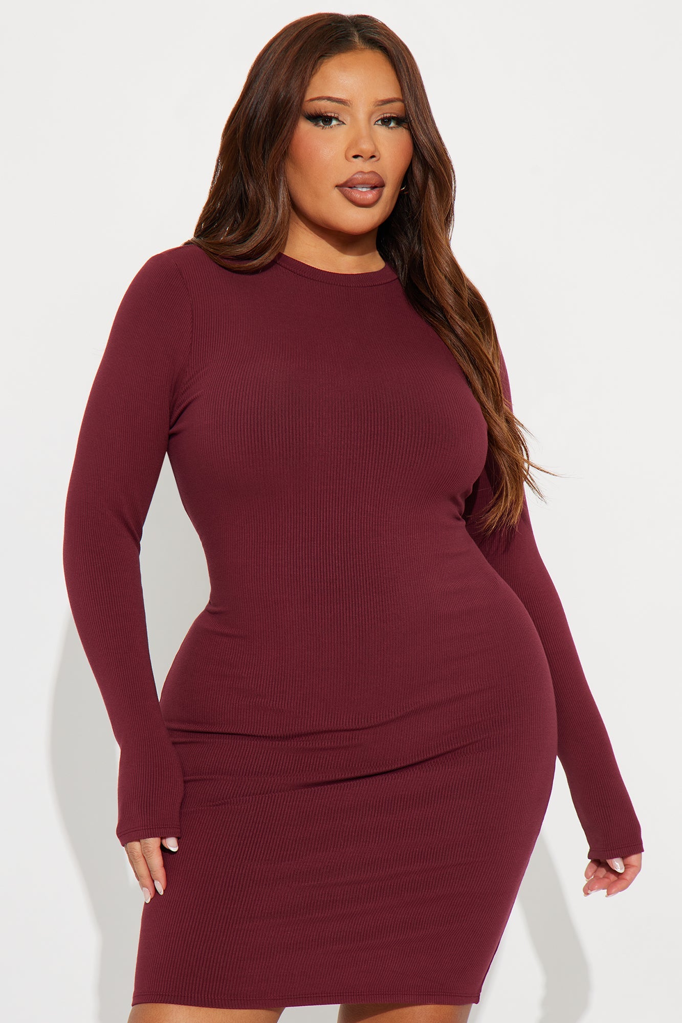 Bella Snatched Mini Dress - Wine