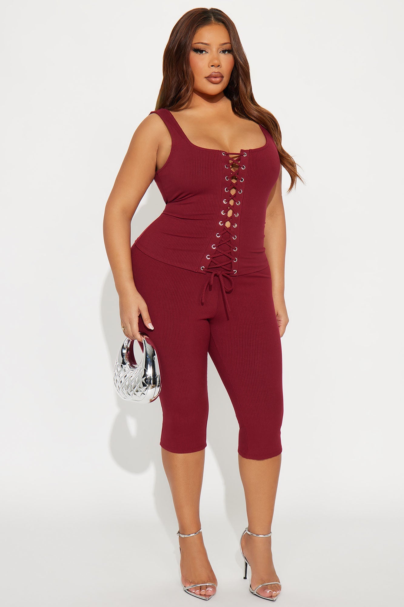 Carina Snatched Pant Set - Burgundy