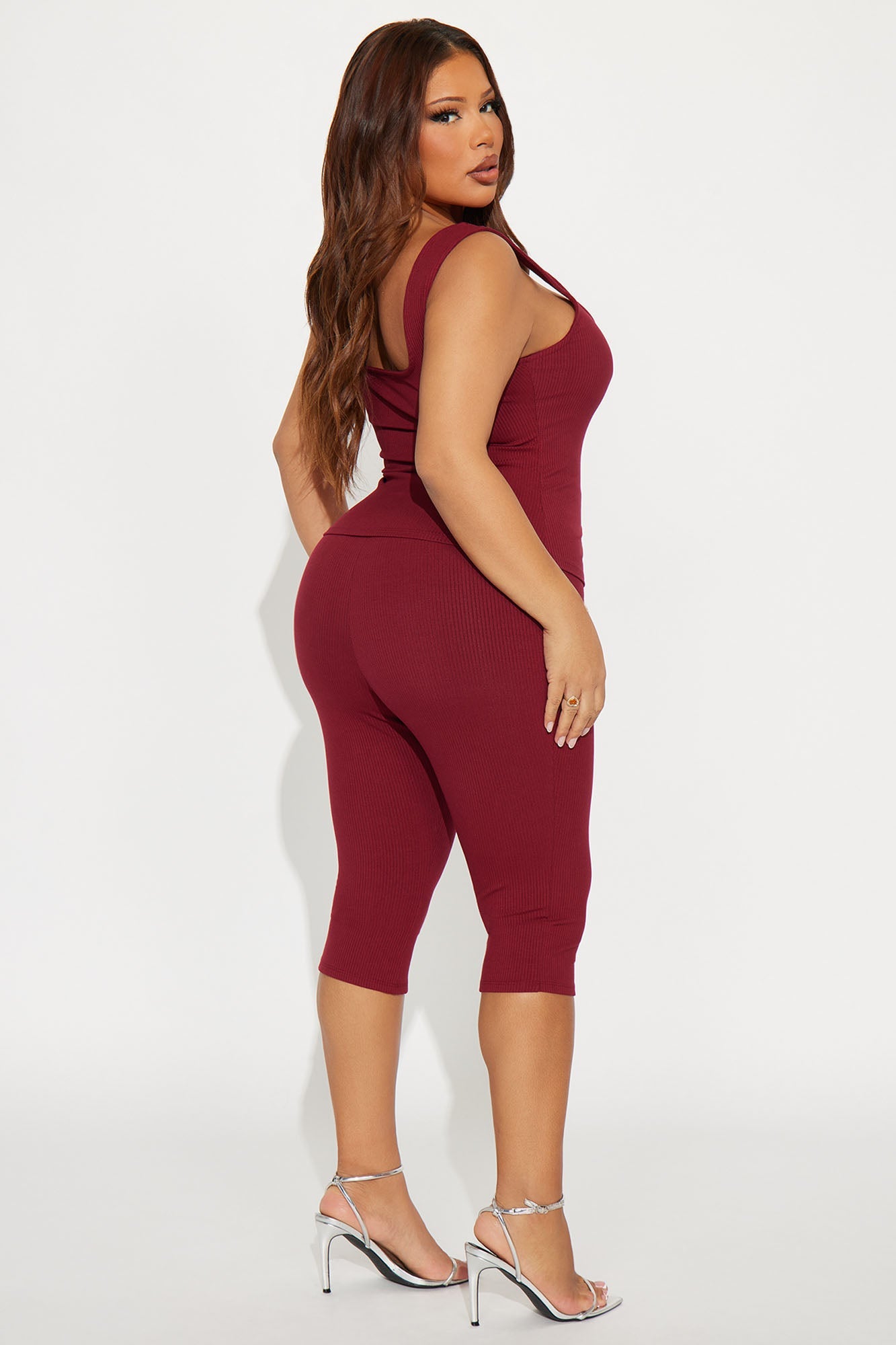 Carina Snatched Pant Set - Burgundy