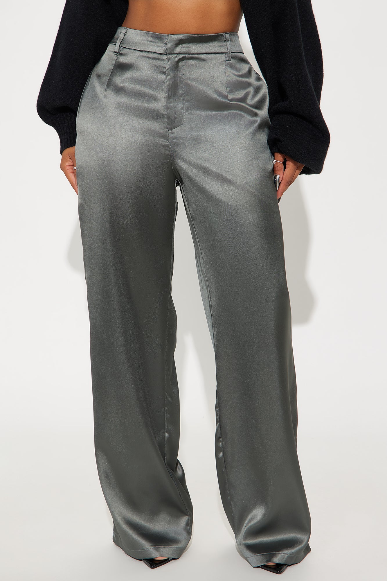 Caviar Nights Satin Trouser Pant 32″ - Slate Grey