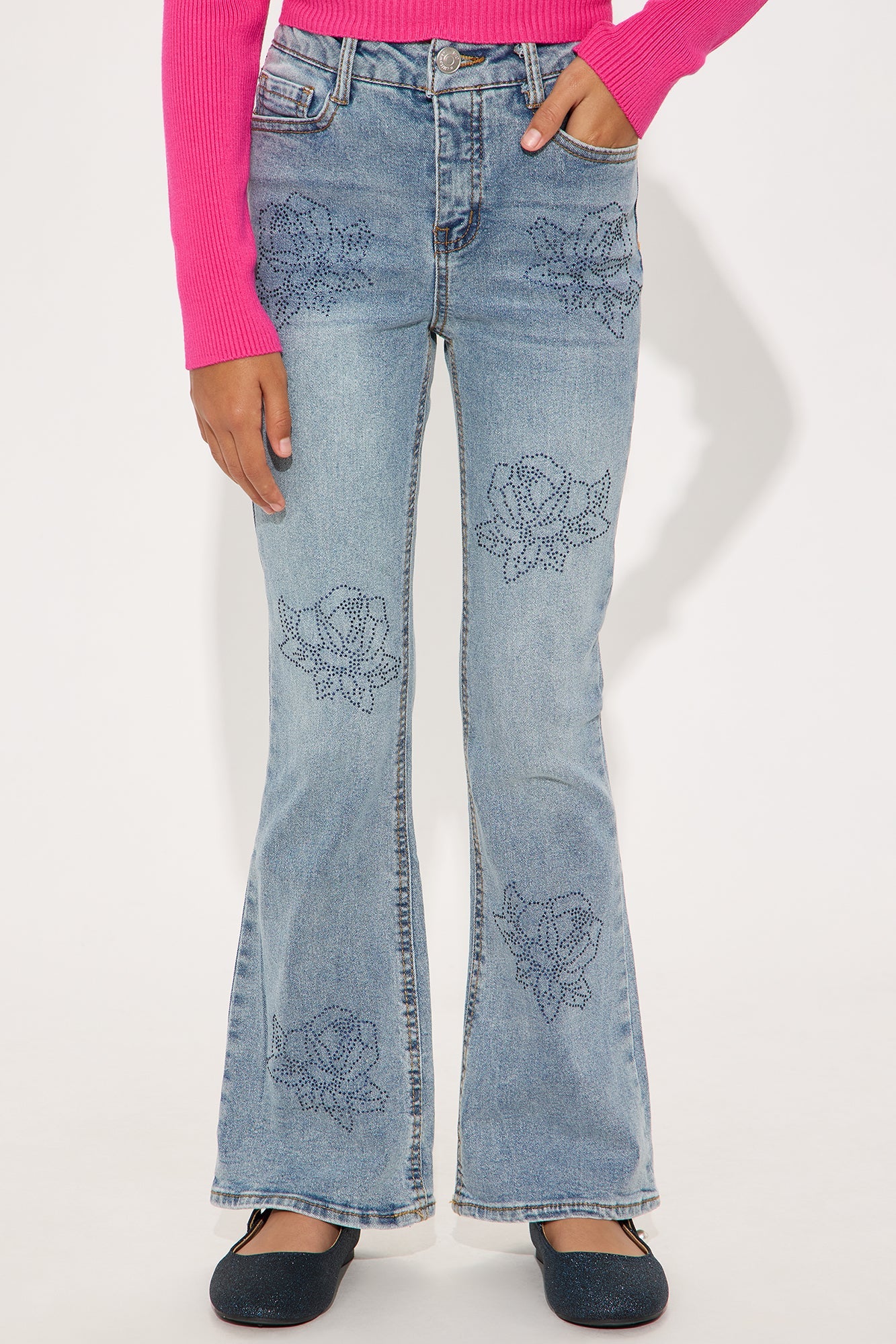 Mini Stick Around Flare Jeans - Light Wash