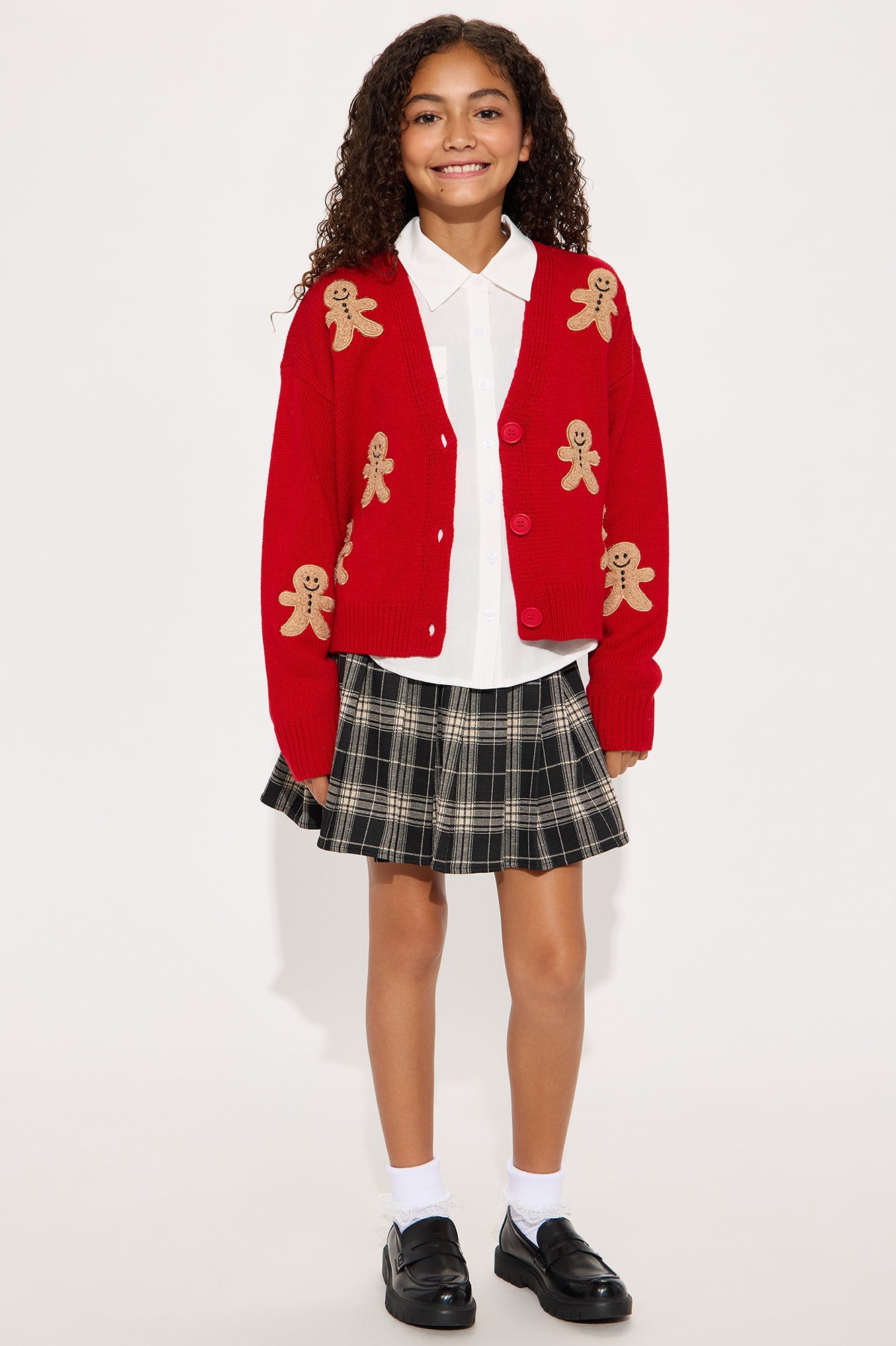 Mini Feeling Festive Gingerbread Cardigan - Red/combo