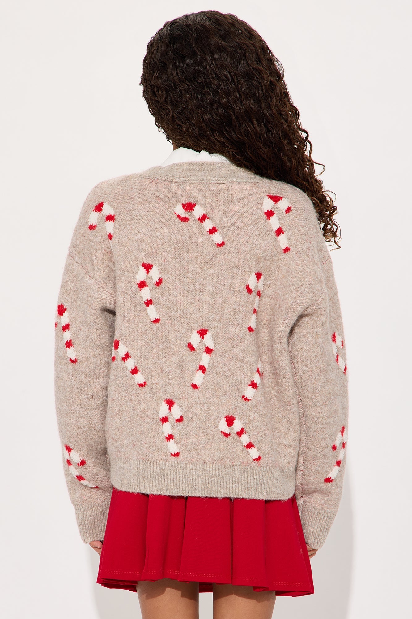 Mini Feeling Festive Candy Cane Cardigan - Camel/combo