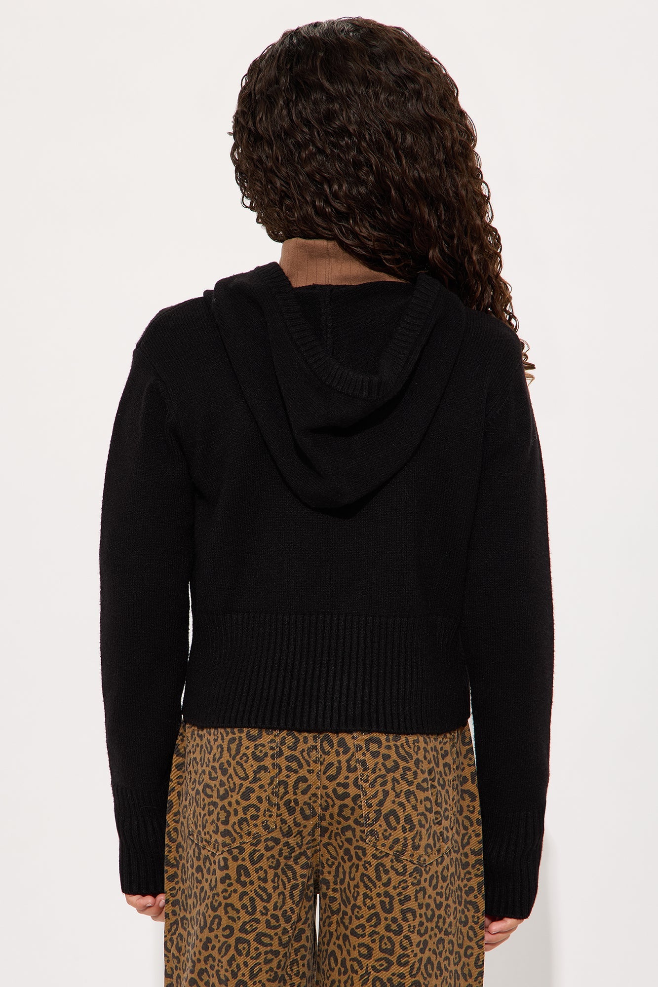 Mini Lana Zip Up Sweater - Black