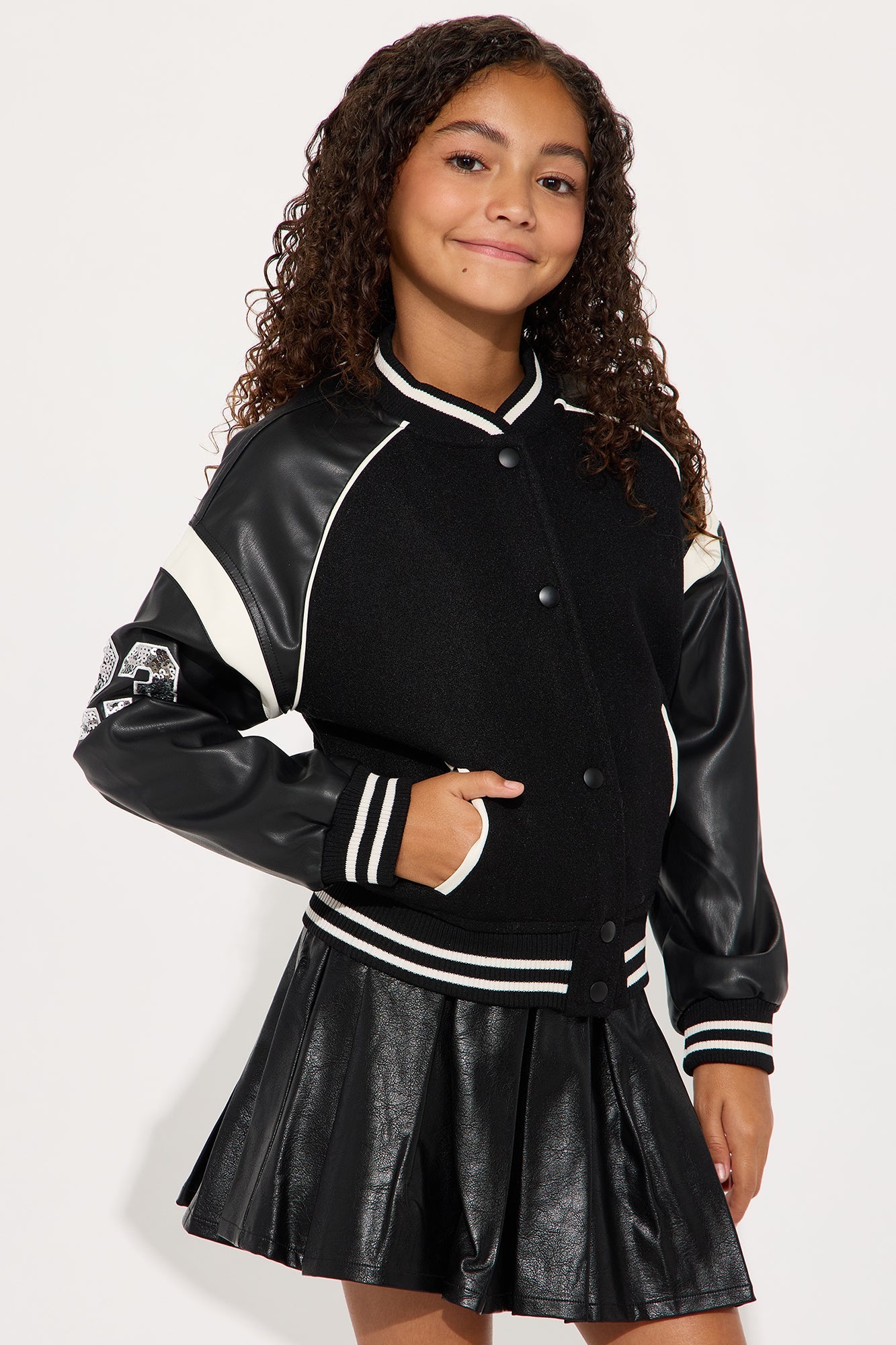 Mini Highest Score Varsity Jacket - Black/combo
