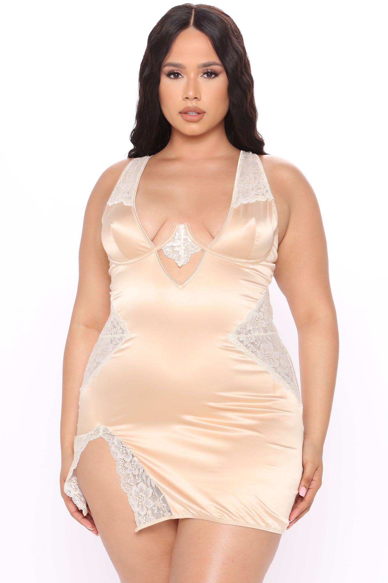 Soft Kisses Satin Babydoll - Gold