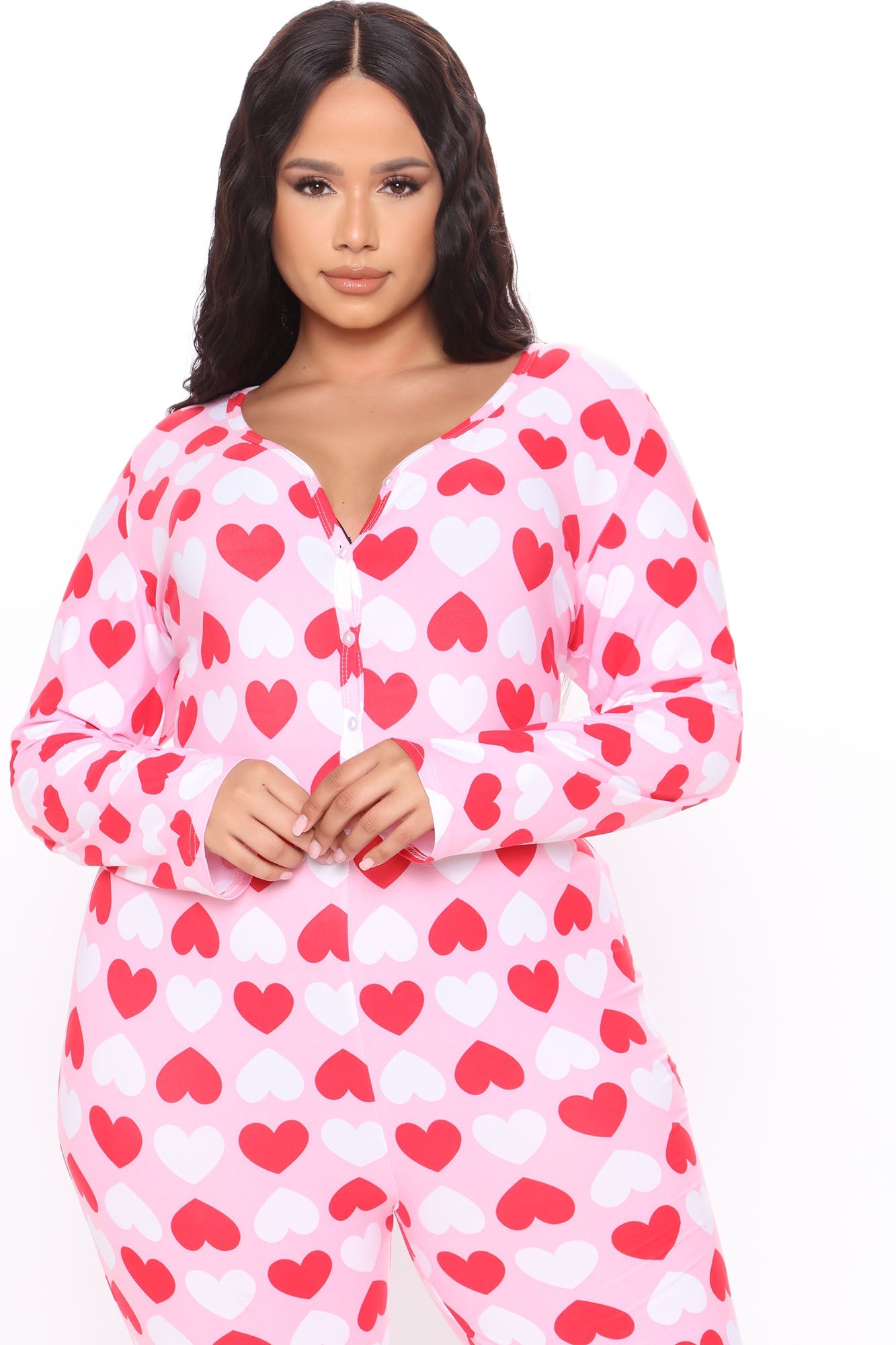 I Heart You PJ Onesie - Red/combo